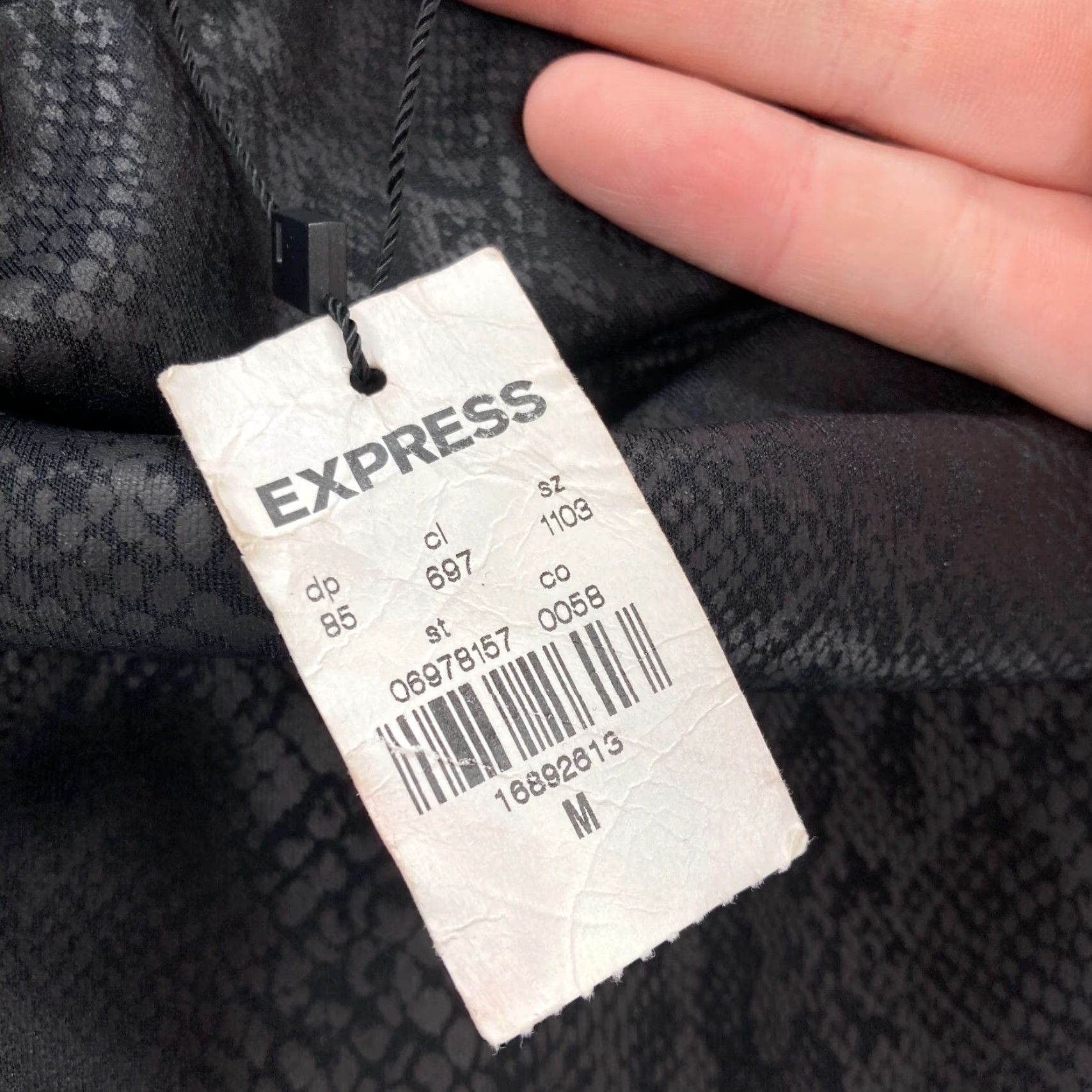 Express Express Leggings Women's Medium Black Snakeskin Print Stretch Skinny Ankle NWT Size 32" / US 10 / IT 46 - 5 Thumbnail