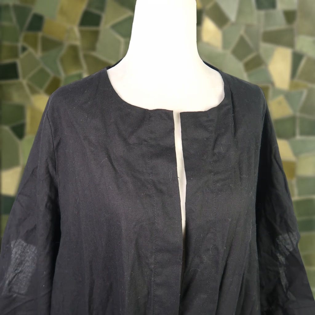 Layer 8 Elham Mahtabi Black Cotton Kimono Duster Jacket Women's Long Jacket Bohemian Casual Layering L Size L / US 10 / IT 46 - 1 Thumbnail
