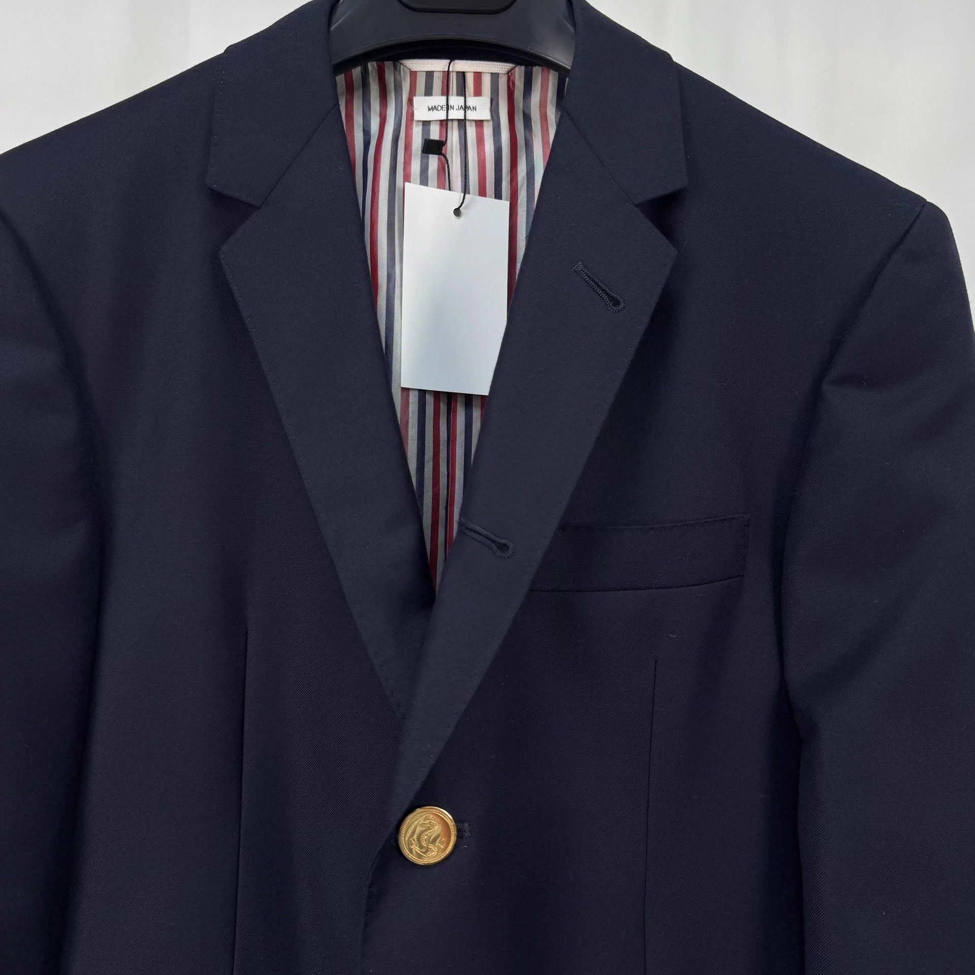 Thom Browne TB Gold Buttons Striped Padded Wool Blazer 0 New Size 36S - 3 Thumbnail