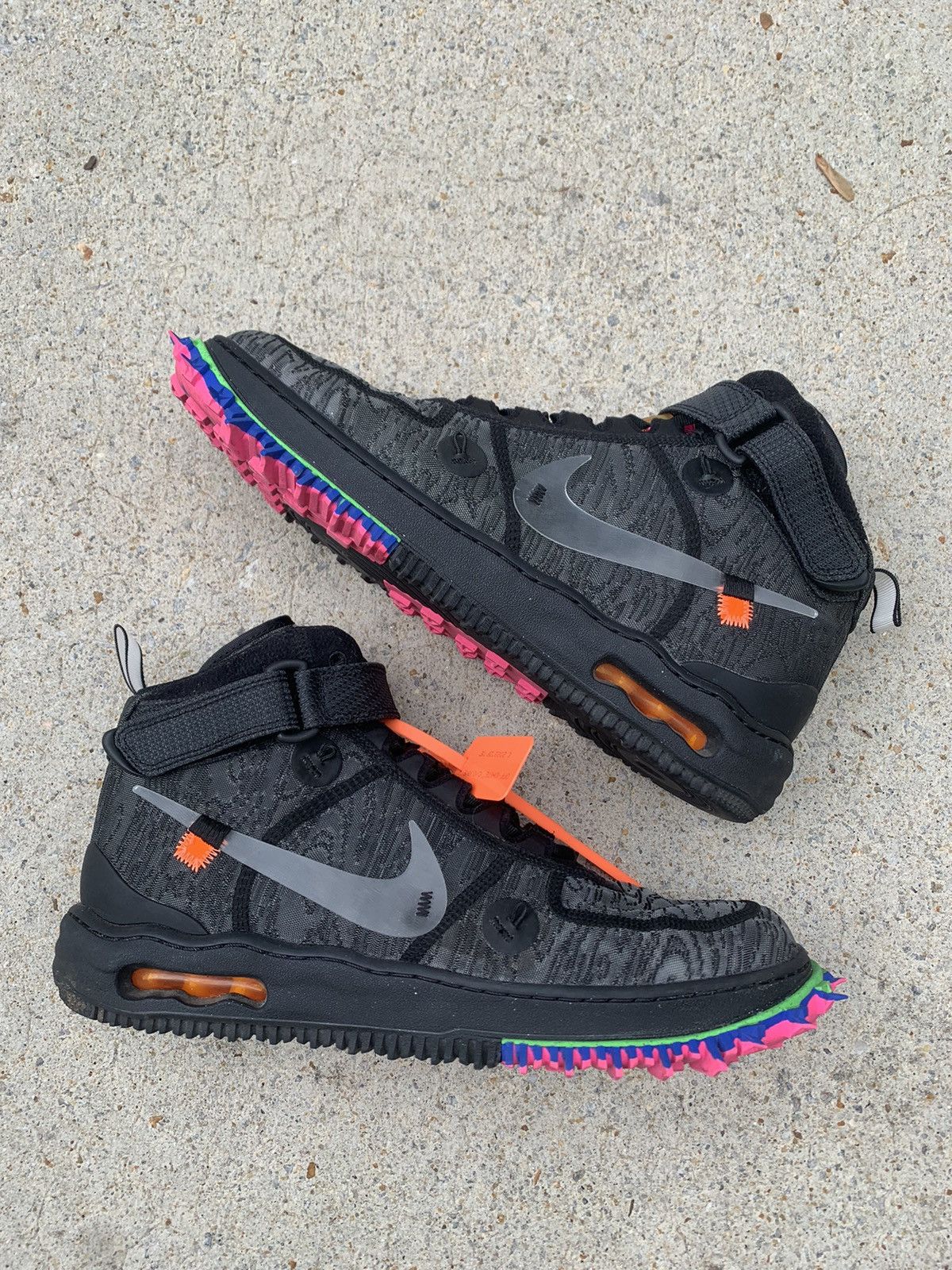 image of Nike Off-White Air Force 1 Mid Black Shoes, Men's (Size 12)