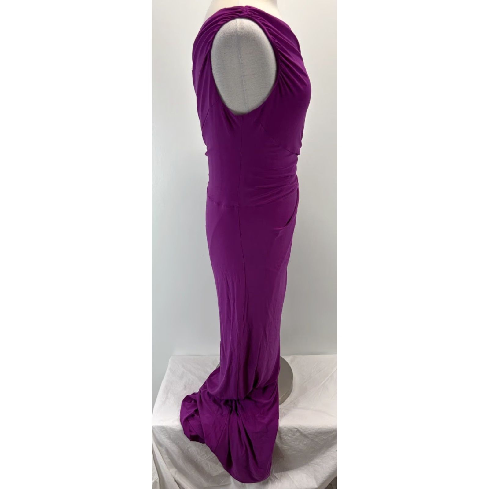 Ralph Lauren Lauren Ralph Lauren One Shoulderjersey Evening Dress Women’s 14 Fuchsia Stretch Size XL / US 12-14 / IT 48-50 - 4 Thumbnail