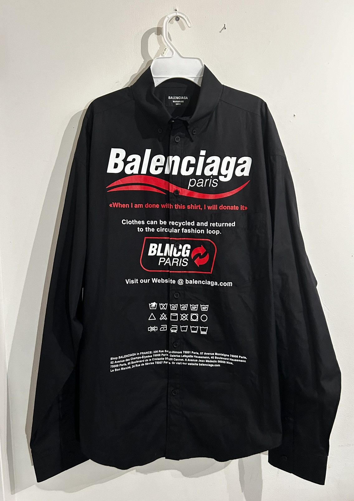 balenciaga dry clean shirt