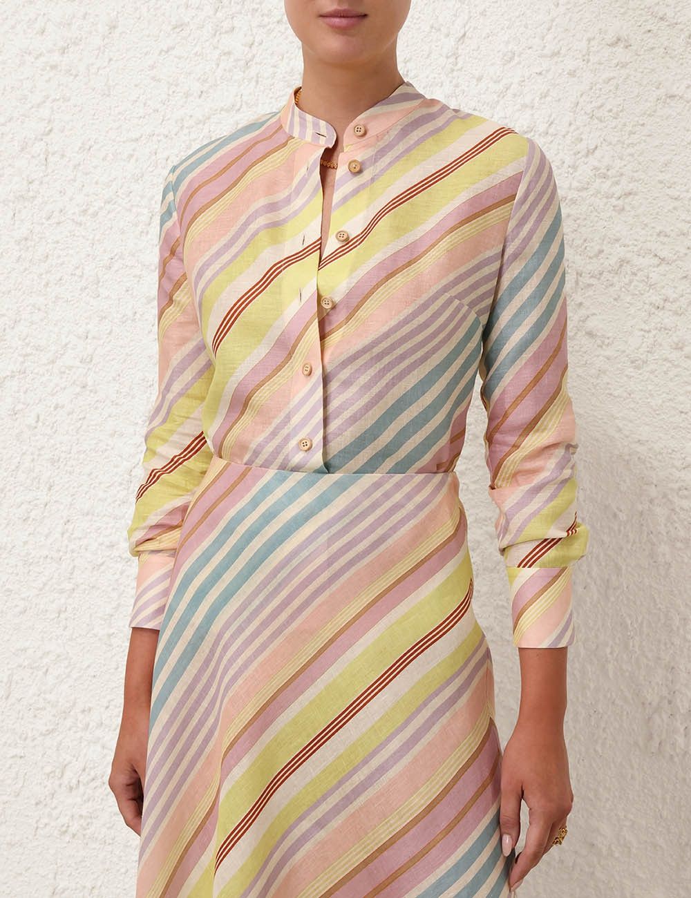 Zimmermann oc11z0525 Halliday Slim Shirt in Multicolor Size L / US 10 / IT 46 - 2 Thumbnail