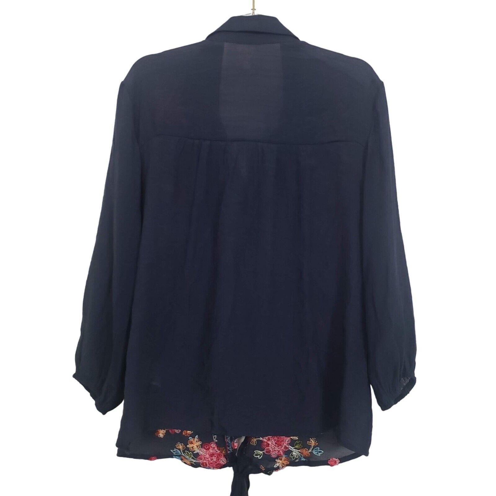 Designer Fig & Flower Emboidered Shirt Womens Size Medium Blue Floral Size M / US 6-8 / IT 42-44 - 8 Thumbnail