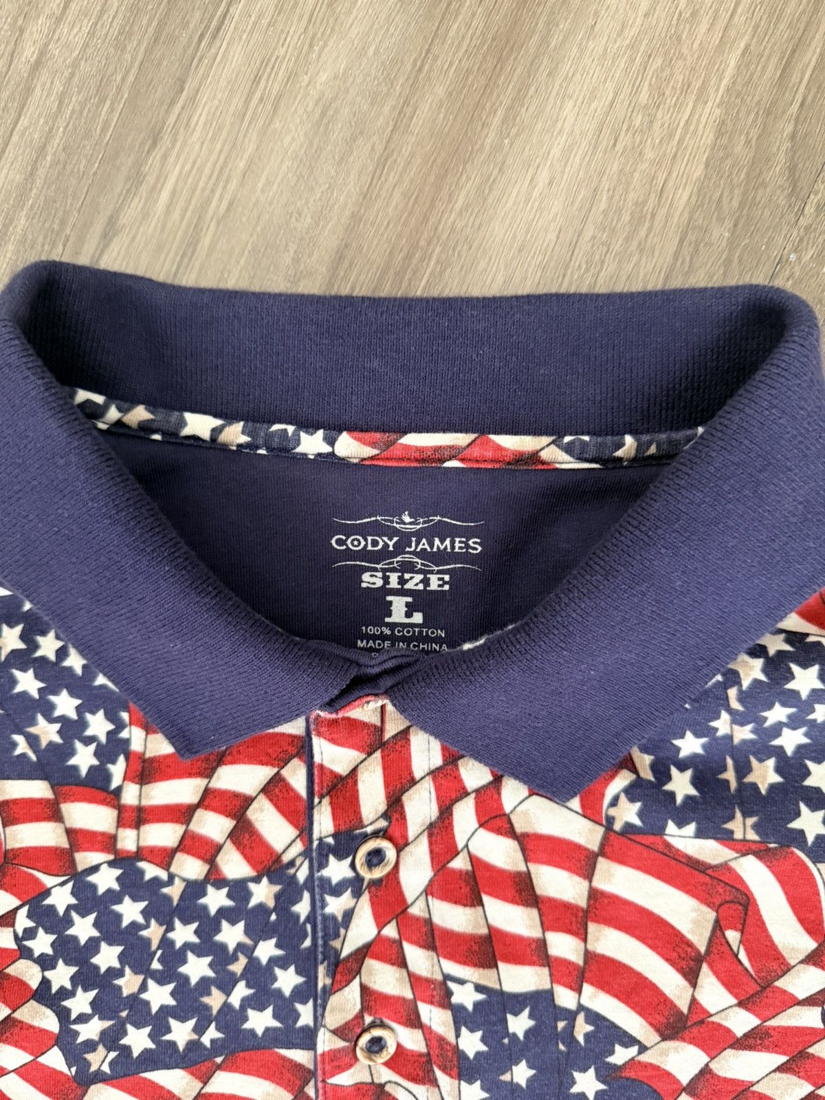Cody James CODY JAMES Men's patriotic polo shirt USA flags all over Size US L / EU 52-54 / 3 - 3 Thumbnail