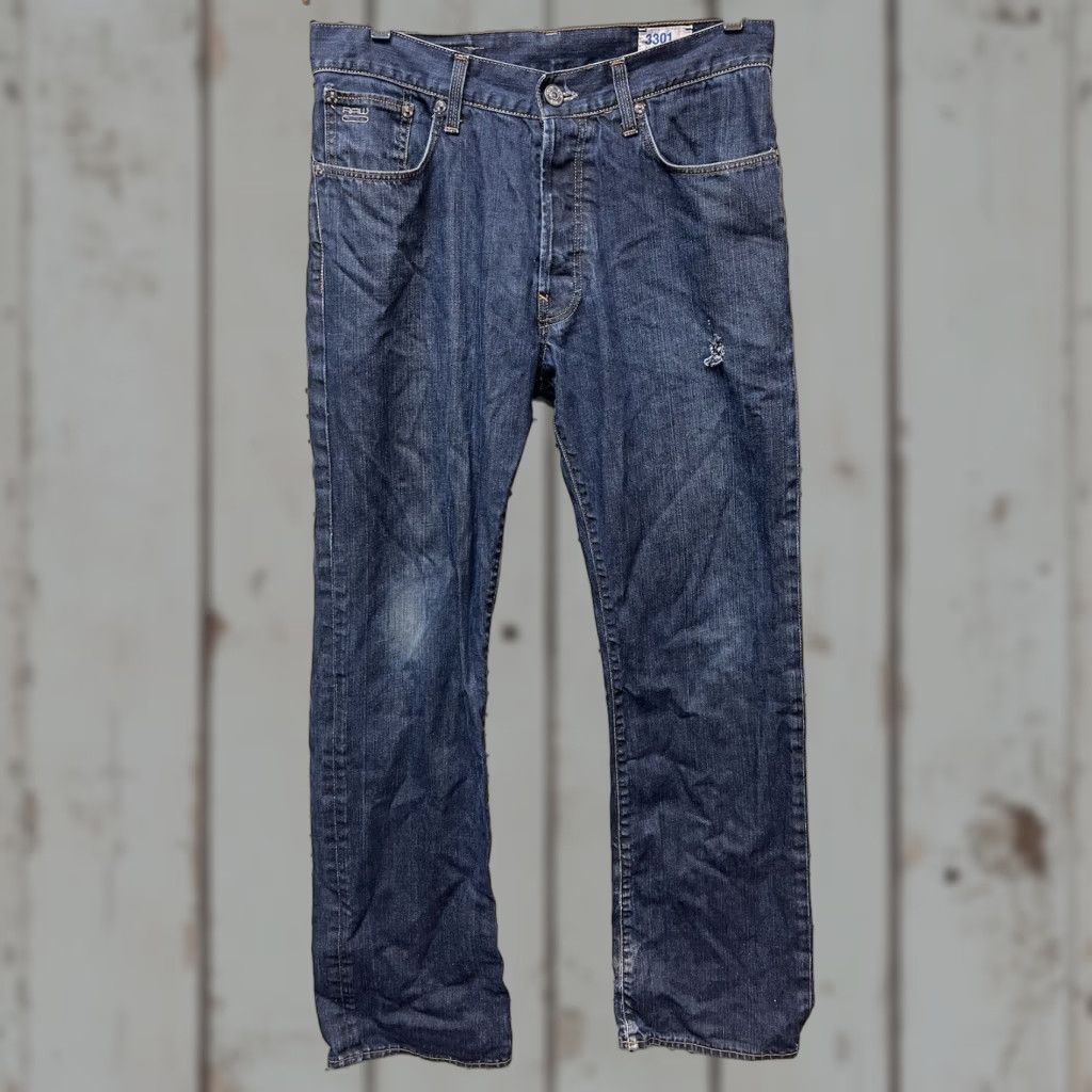 Vintage G-Star Raw Jeans 3301 Men’s Denim 32x32 Hole Distressed? No Pattern 5-Pocket Blue Regular Rise Mid Button Closure Jeans Size US 32 / EU 48 - 1 Thumbnail