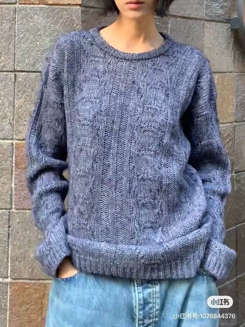 Our Legacy Our Legacy size50 Gray and purple round neck knit top Size US M / EU 48-50 / 2 - 5 Thumbnail