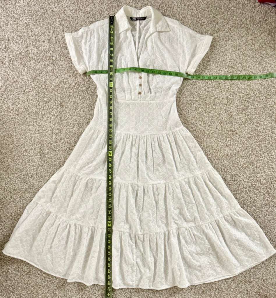 Zara ZARA Shirt Dress Cutwork Embroidery Midi White Tier size S Size S / US 4 / IT 40 - 7 Thumbnail