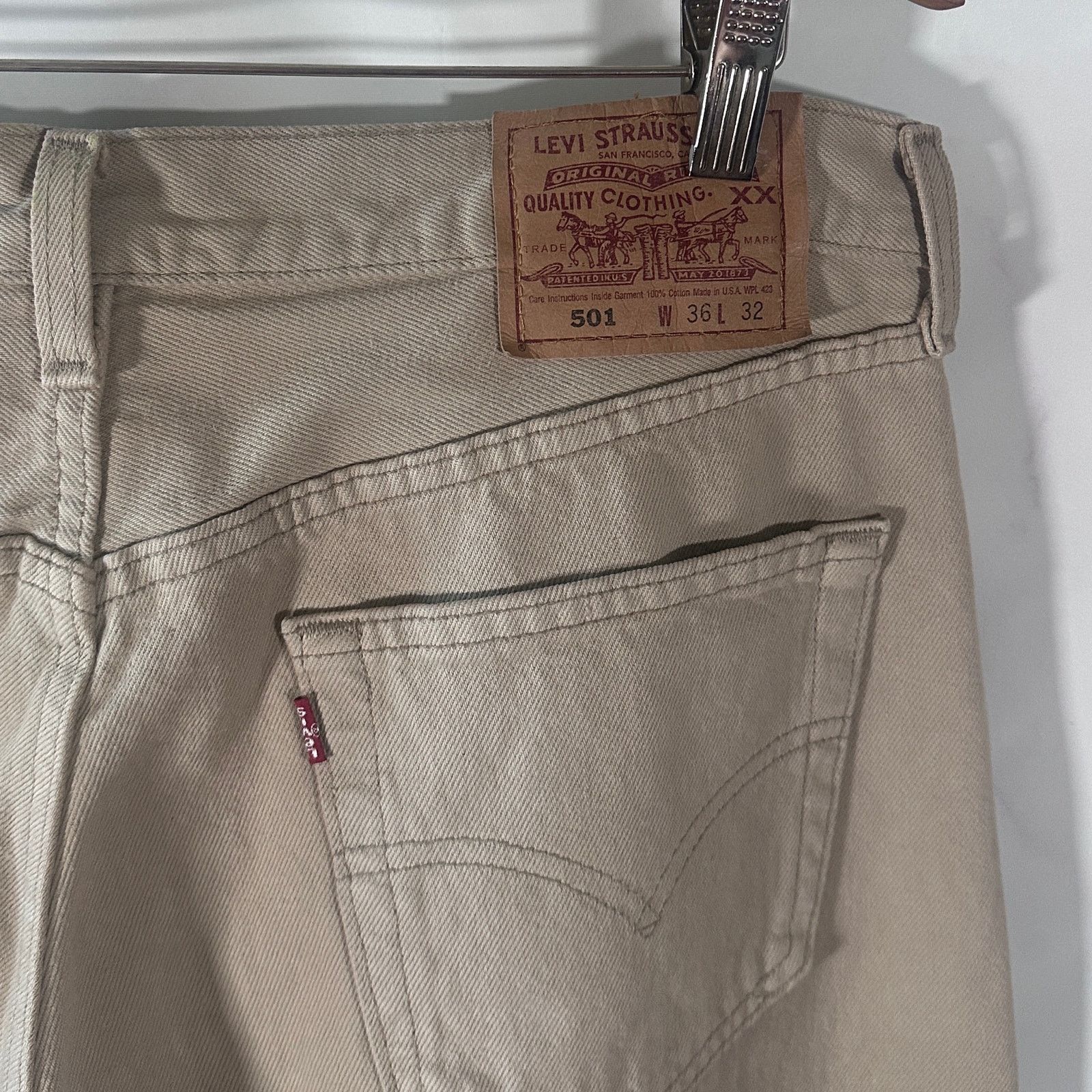 Levi's Vintage 501 Beige Denim Size US 36 / EU 52 - 5 Thumbnail