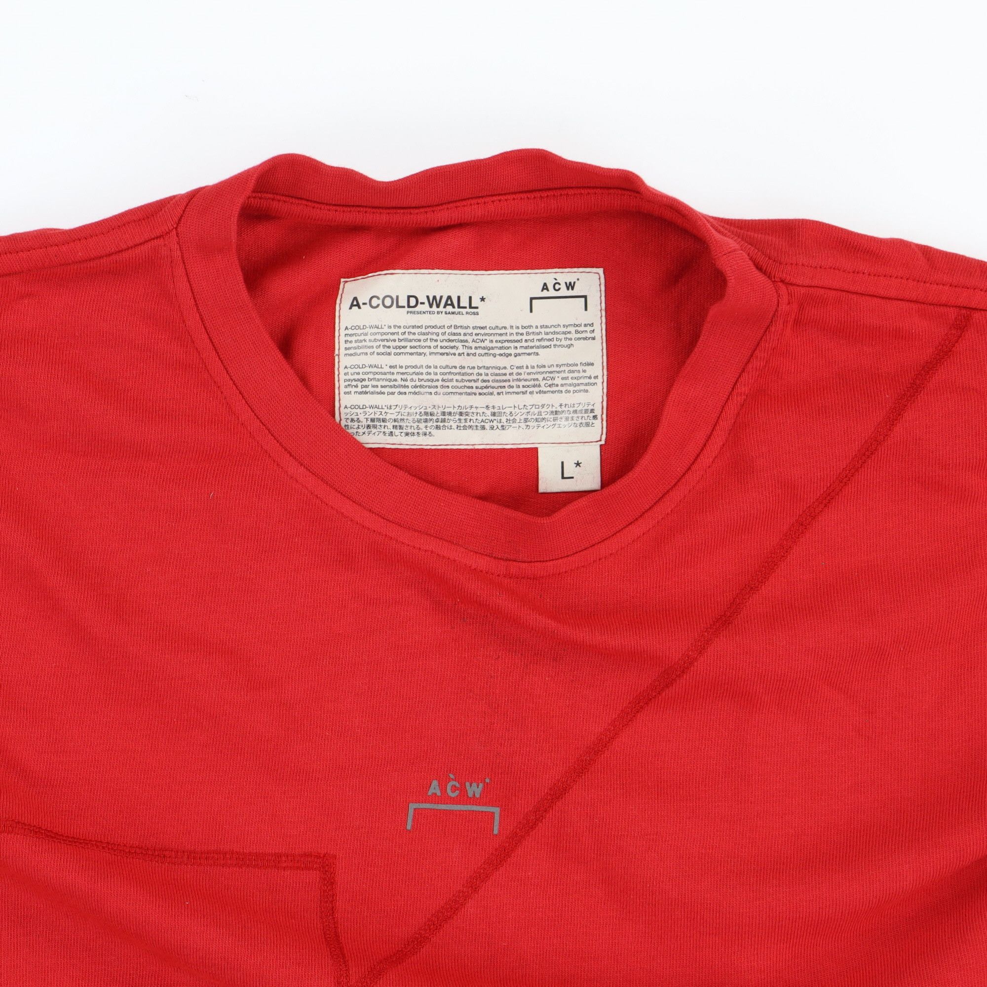 A-COLD-WALL* Red Seams Detail ACW Logo T-Shirt Size US L / EU 52-54 / 3 - 2 Thumbnail