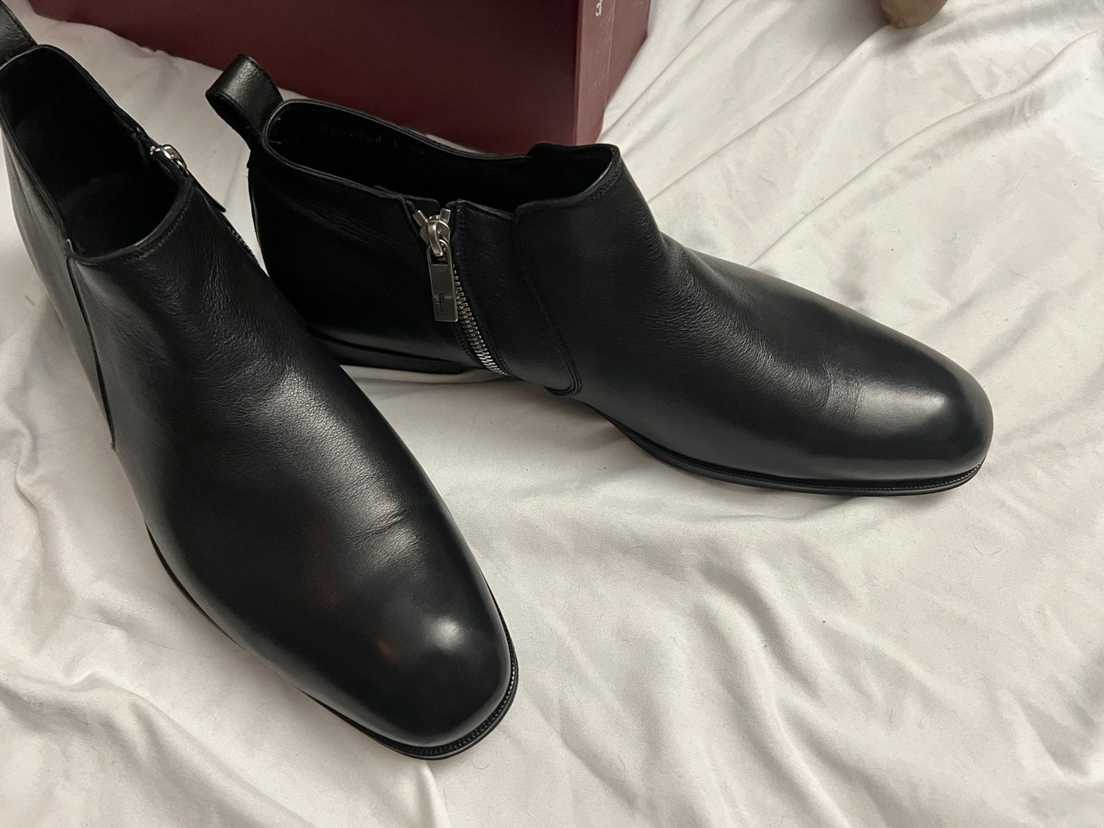 Salvatore Ferragamo LINK NERO CALF ALL LEATHER ANKLE BOOT Size US 10.5 / EU 43-44 - 1 Thumbnail