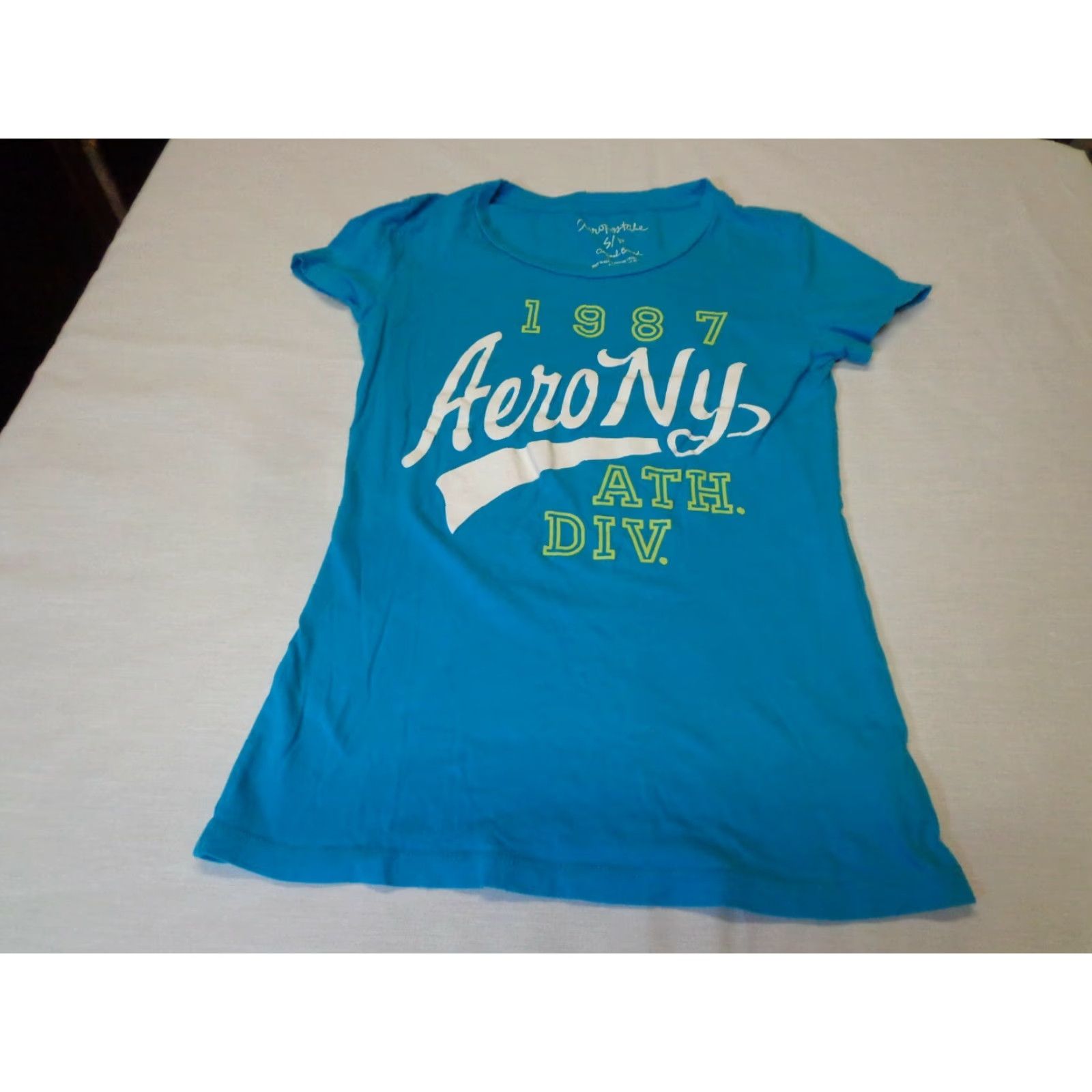 Vintage Aero NY 87 T-Shirt Blue Aeropostale Junior's Small Womens Short Sleeve Casual Cotton Shirt Regular Size S Size S / US 4 / IT 40 - 2 Thumbnail