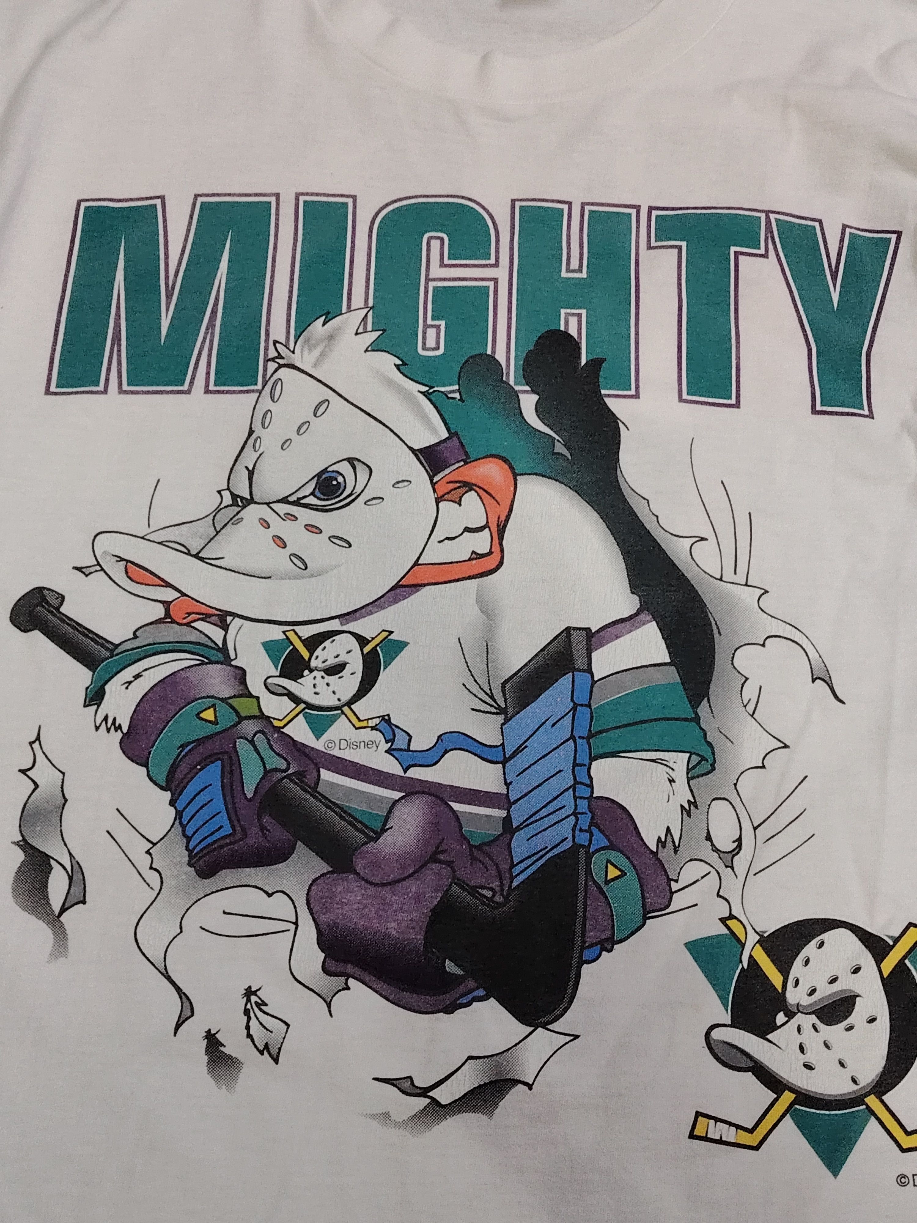 NHL Vintage Disney Mighty Ducks NHL Mirror Print Nutmeg t shirt Size US XL / EU 56 / 4 - 3 Thumbnail