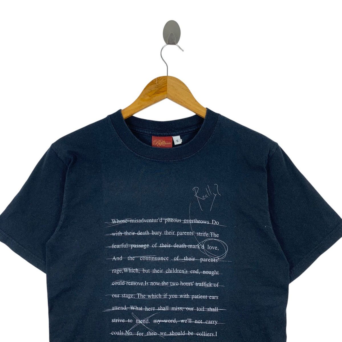 Vintage REF CEMENT William Shakespeare Poem Print Black Short Shirt Size US S / EU 44-46 / 1 - 2 Thumbnail