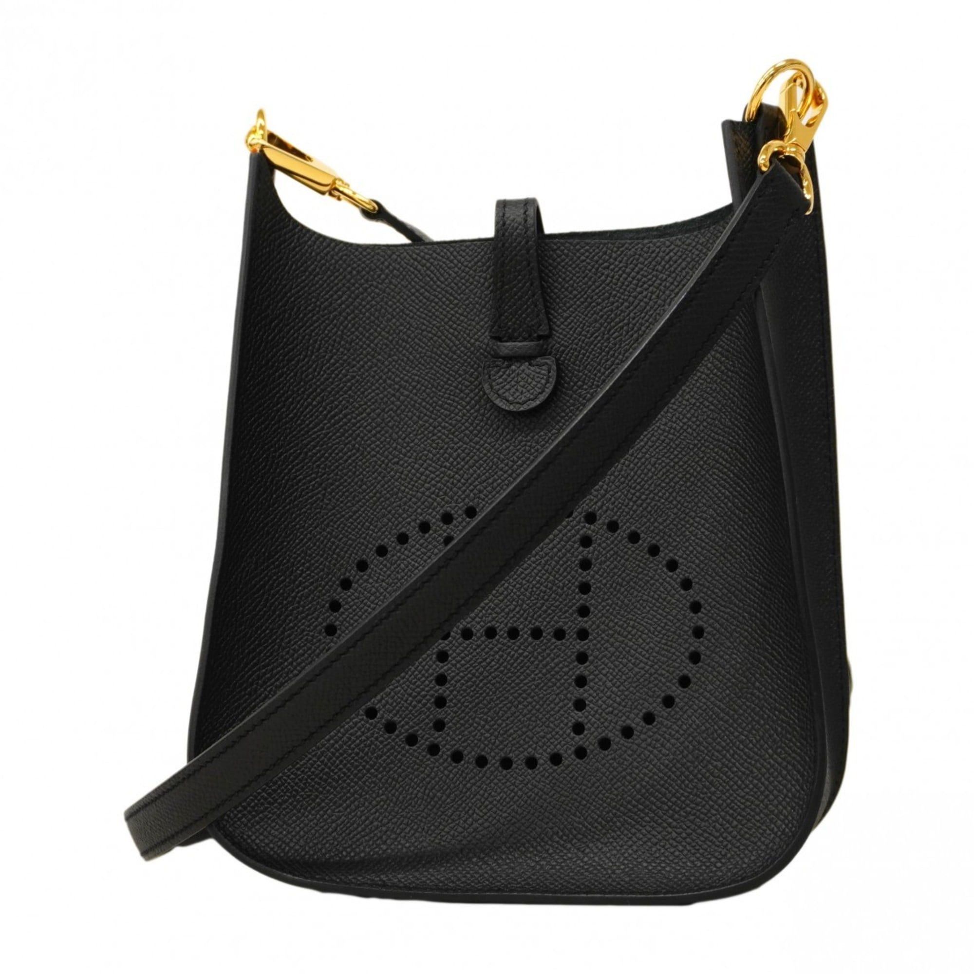 Hermes Evelyne Tpm Shoulder Bag, Sellier, Veau Epsom Leather, Black, K Stamp, Women's
