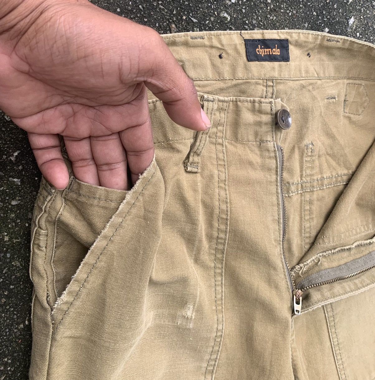 Chimala 🔥Distressed Chimala Fatigue Baker Buckle Back CANVAS Pants Size US 28 / EU 44 - 22 Thumbnail