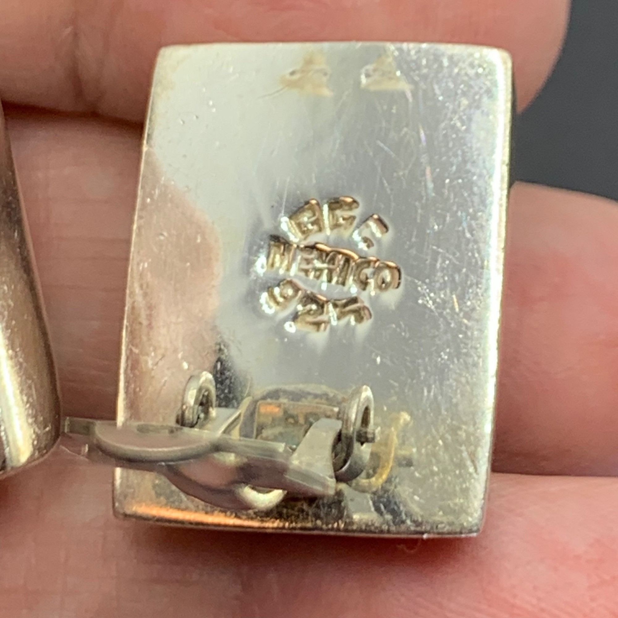 Other Vintage Sterling Silver 925 Brown Jasper Rectangle Shaped Cl Size ONE SIZE - 5 Thumbnail