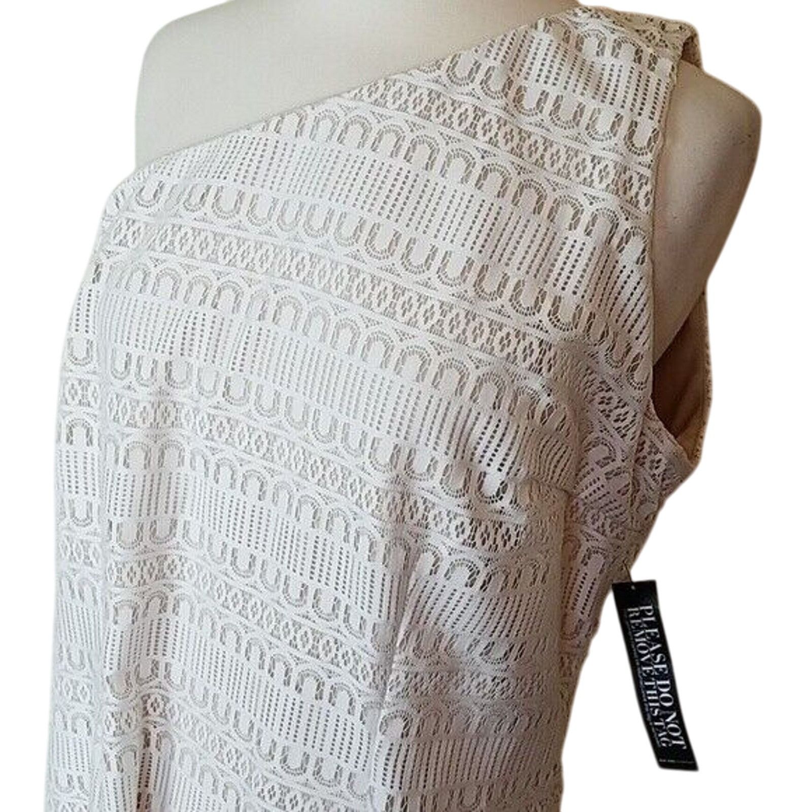 NYDJ New York & Company WOmen One Shoulder Dress 12 Crochet Boho Size XL / US 12-14 / IT 48-50 - 2 Thumbnail