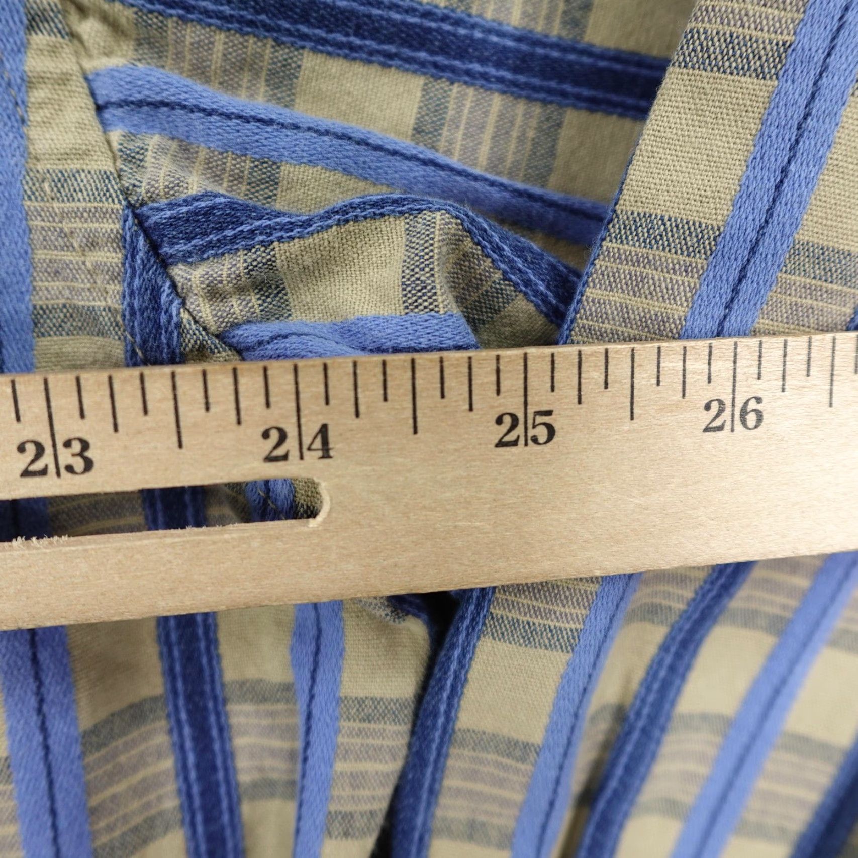 Wrangler VINTAGE Wrangler Shirt Large Blue Tan Plaid Western Denim Band Collar Button-Up Mens L 90s Cowboy Western Casual Workwear Size US L / EU 52-54 / 3 - 6 Thumbnail
