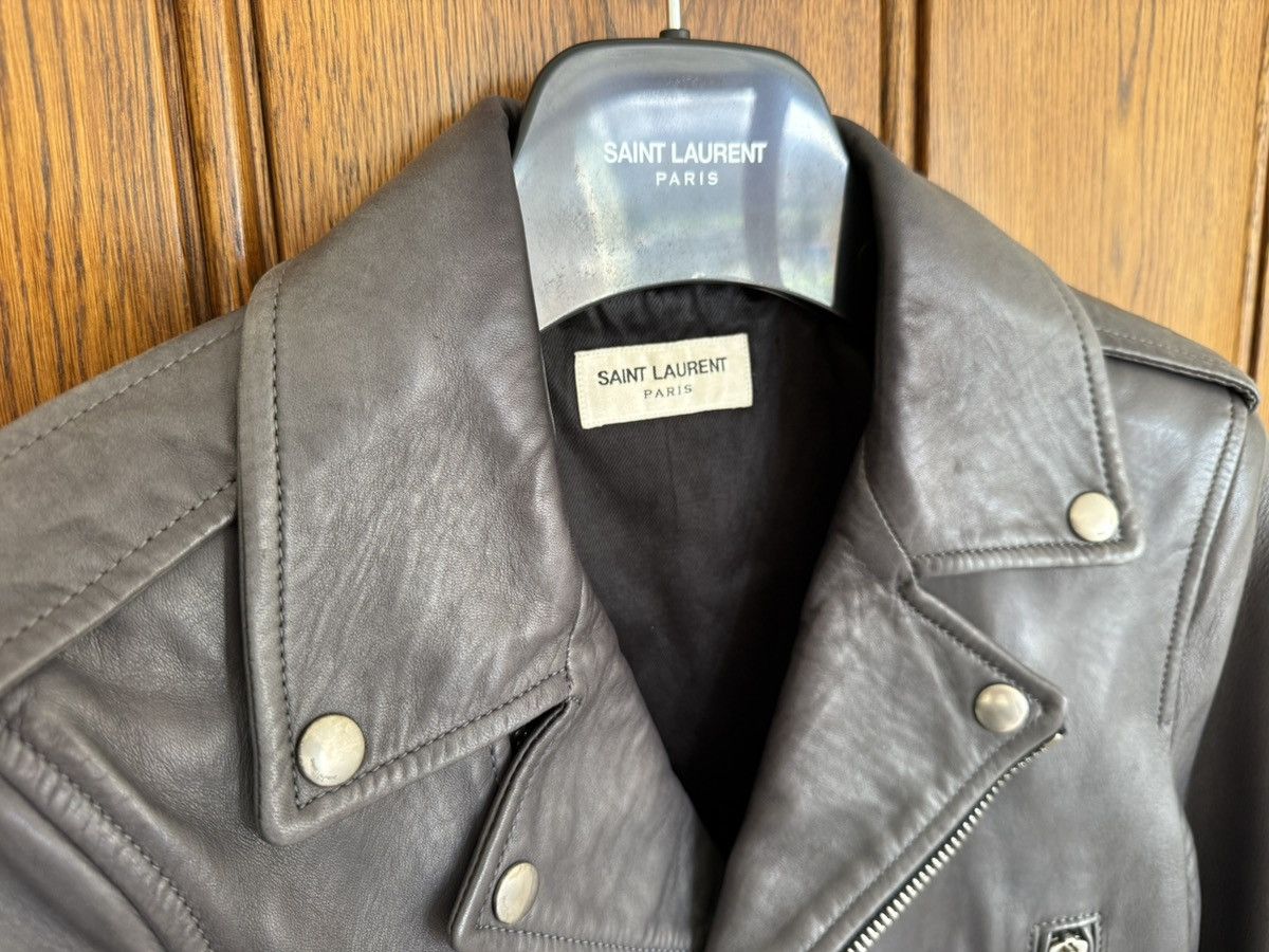 Saint Laurent Paris SS15 Saint Laurent L01 gray biker leather jacket Hedi FR38 Size S / US 4 / IT 40 - 10 Thumbnail