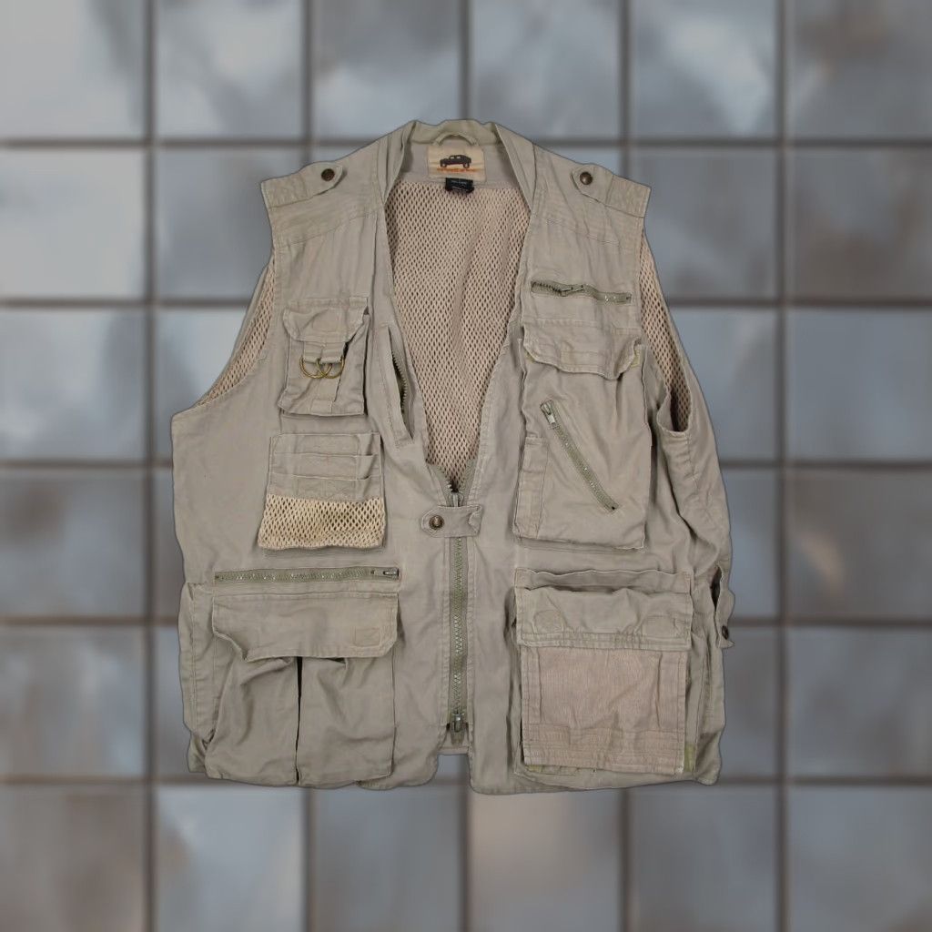 Vintage HUMVEE Vest Mens Large Beige Canvas Zip Safari Photo Travel Hike Hunting Fishing Casual Workwear Size US L / EU 52-54 / 3 - 1 Thumbnail