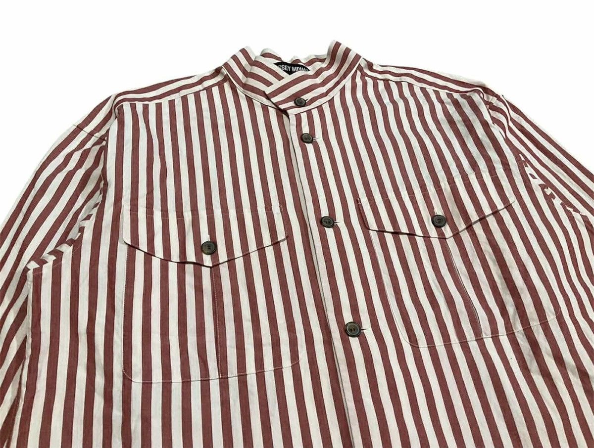 Issey Miyake 🔥Rare Vintage Issey Miyake Striped Shirt Stand Collar Size US XL / EU 56 / 4 - 4 Thumbnail