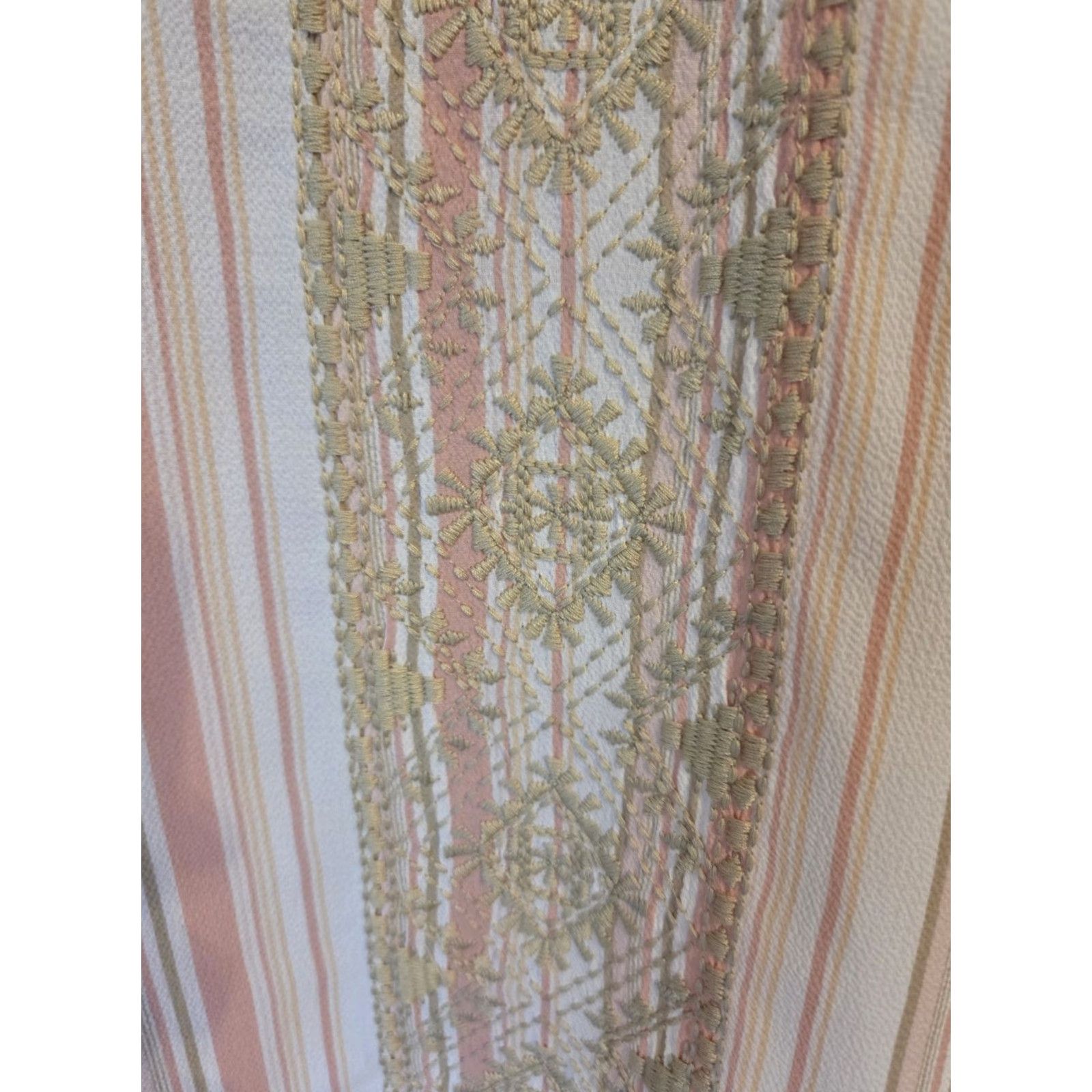Vintage VINTAGE? No. Ruby Rd Woman Pink White Stripe Embroidered Top Shirt Boho 2X Size XXL / US 16-18 / IT 52-54 - 3 Thumbnail