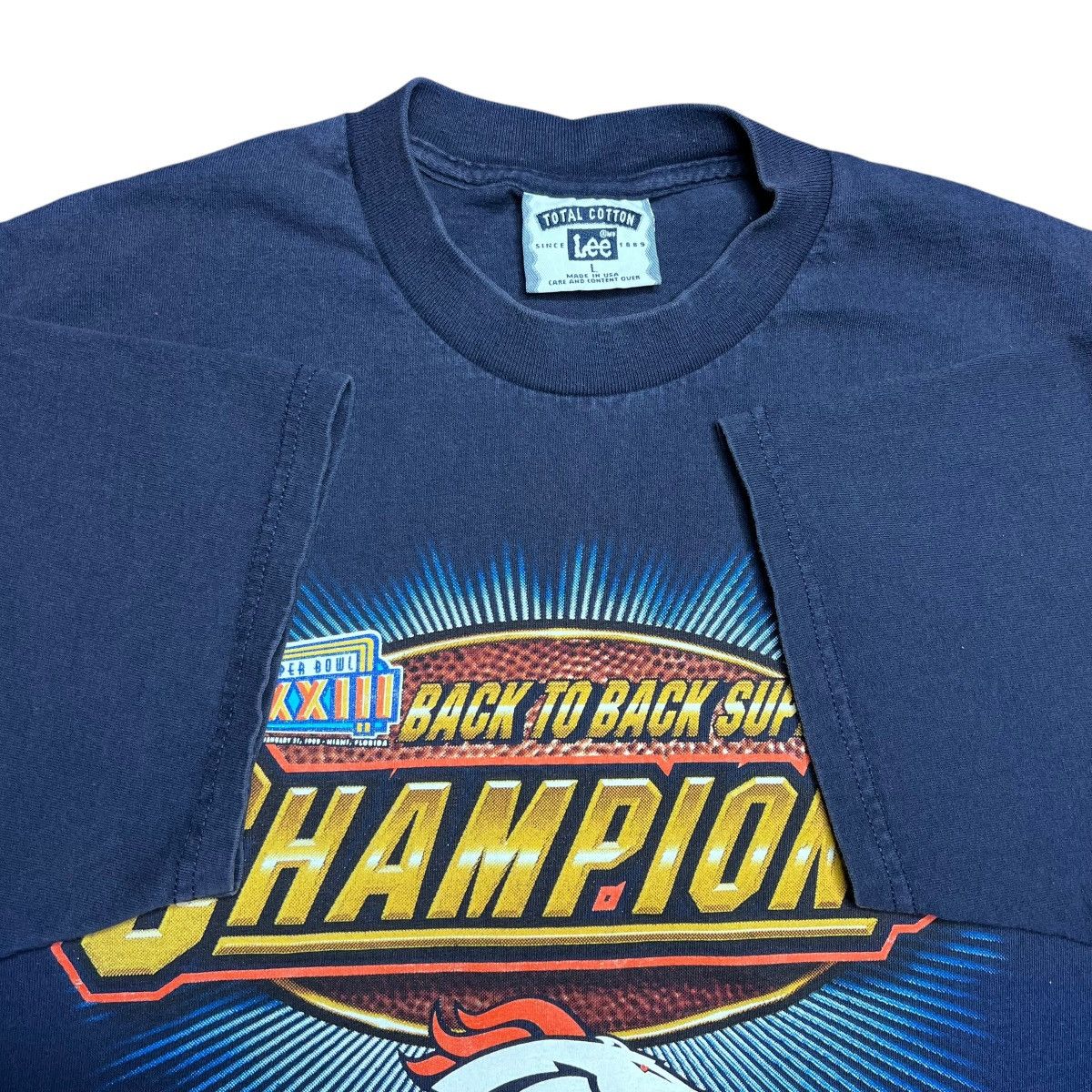 NFL × Vintage 90s NFL Denver Broncos Back To Back Super Bowl Champions Tee Size US L / EU 52-54 / 3 - 3 Thumbnail