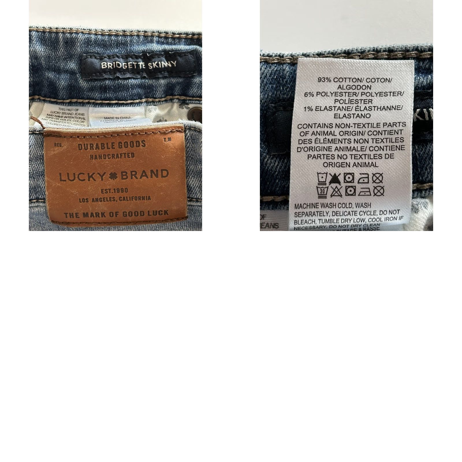 Lucky Brand Lucky Brand Bridgette Skinny Jeans Womens Blue Denim Size 2/26 Ankle Distressed Medium Rise Mid 8.5-10.5" Cotton Polyester Spandex Regular Size ONE SIZE - 8 Thumbnail