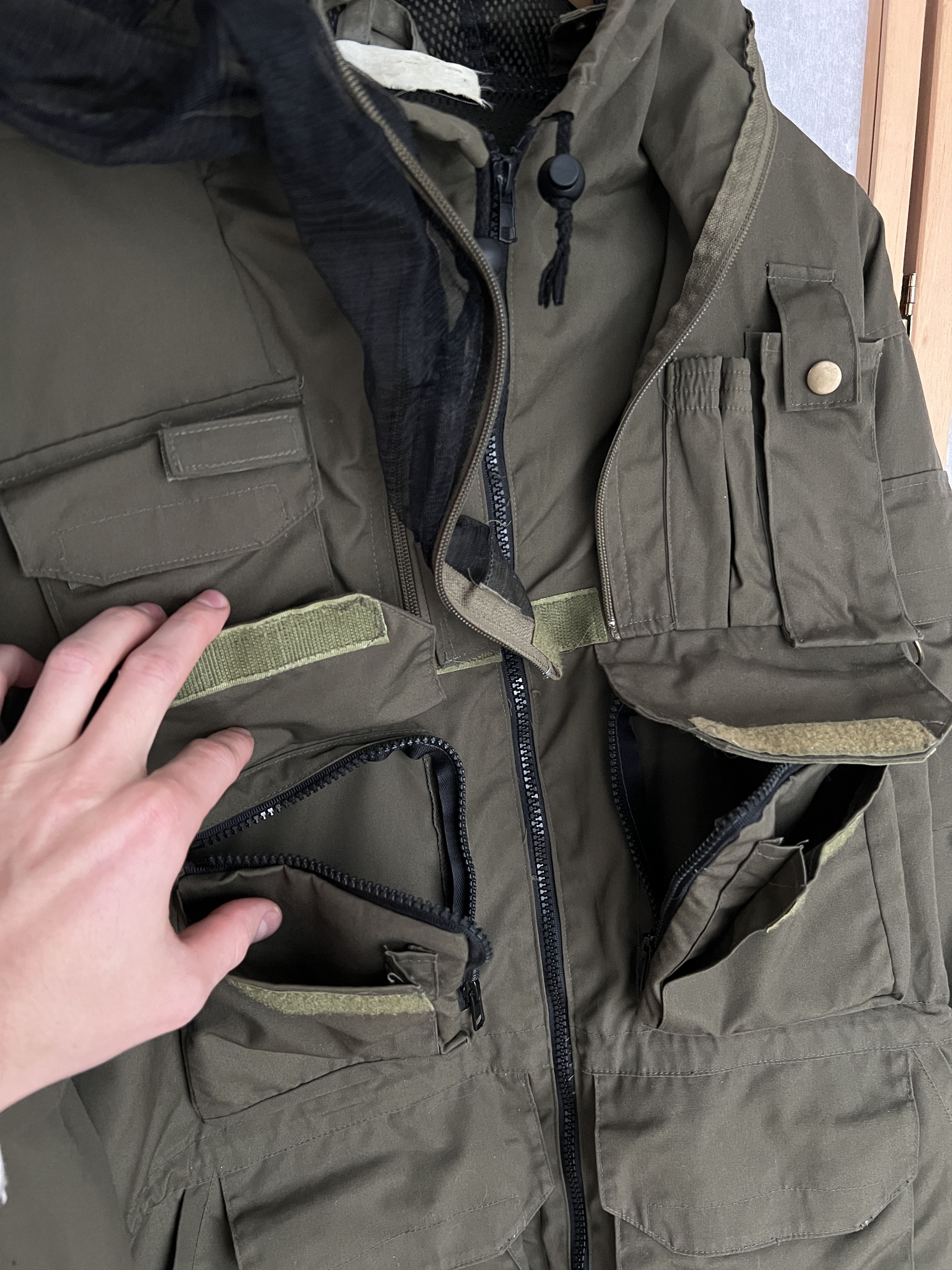 Schott Crazy VTG 90s multipocket army fishing mesh mask crop jacket Size US L / EU 52-54 / 3 - 16 Thumbnail
