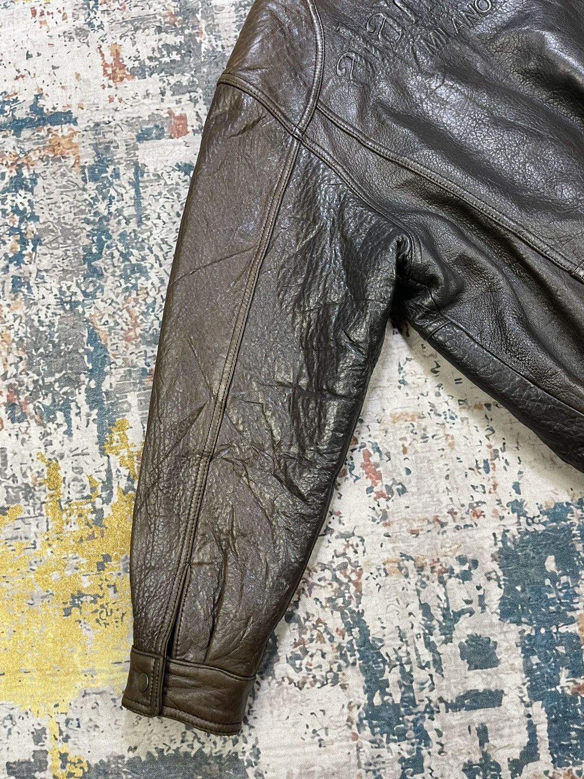 Genuine Leather Vtg Alan Martin Italy Back Embossed Sheepskin Bombers Size US L / EU 52-54 / 3 - 4 Thumbnail