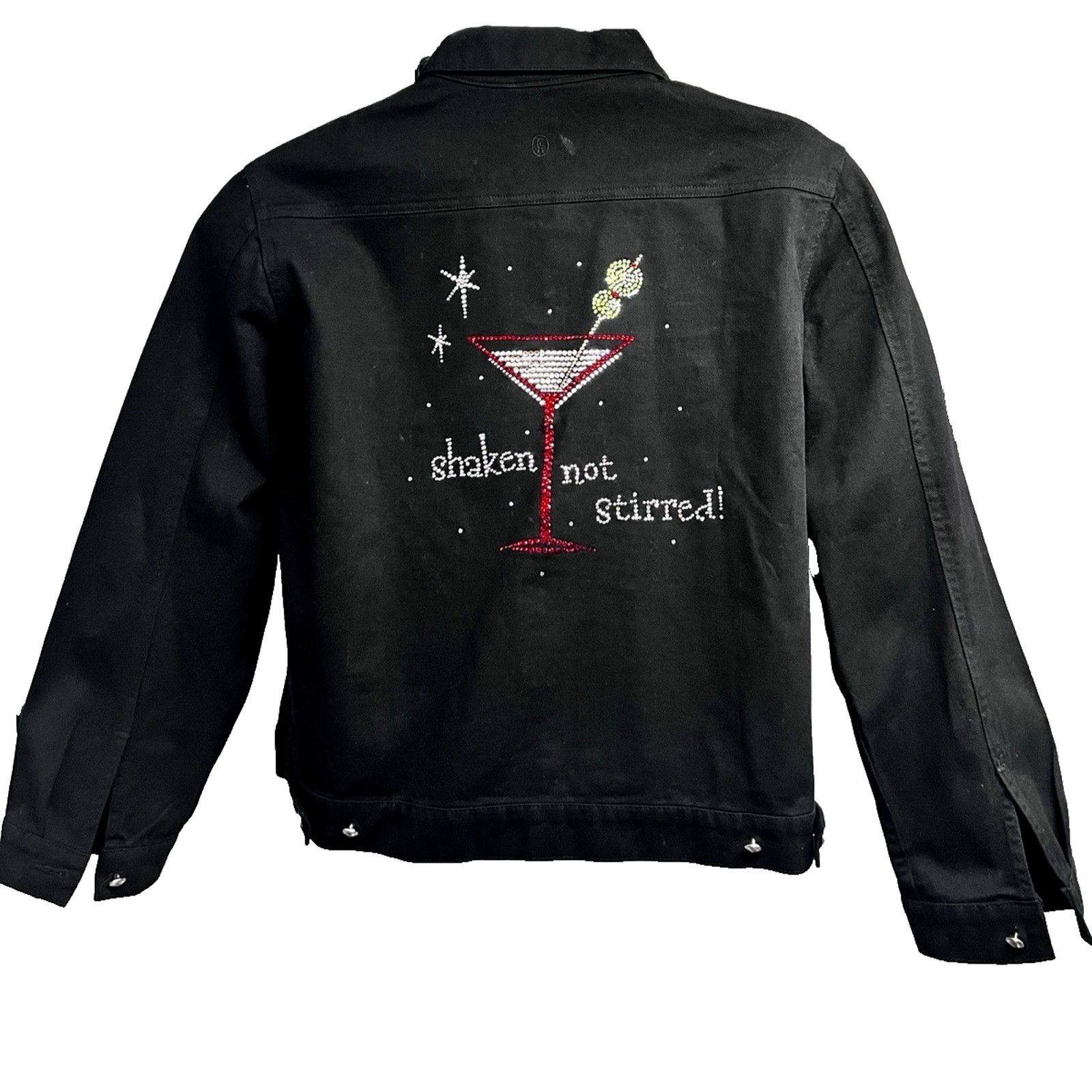 Vintage Embellished Black Denim Bling Button Up Jacket XL Cocktails Size XL / US 12-14 / IT 48-50 - 1 Thumbnail