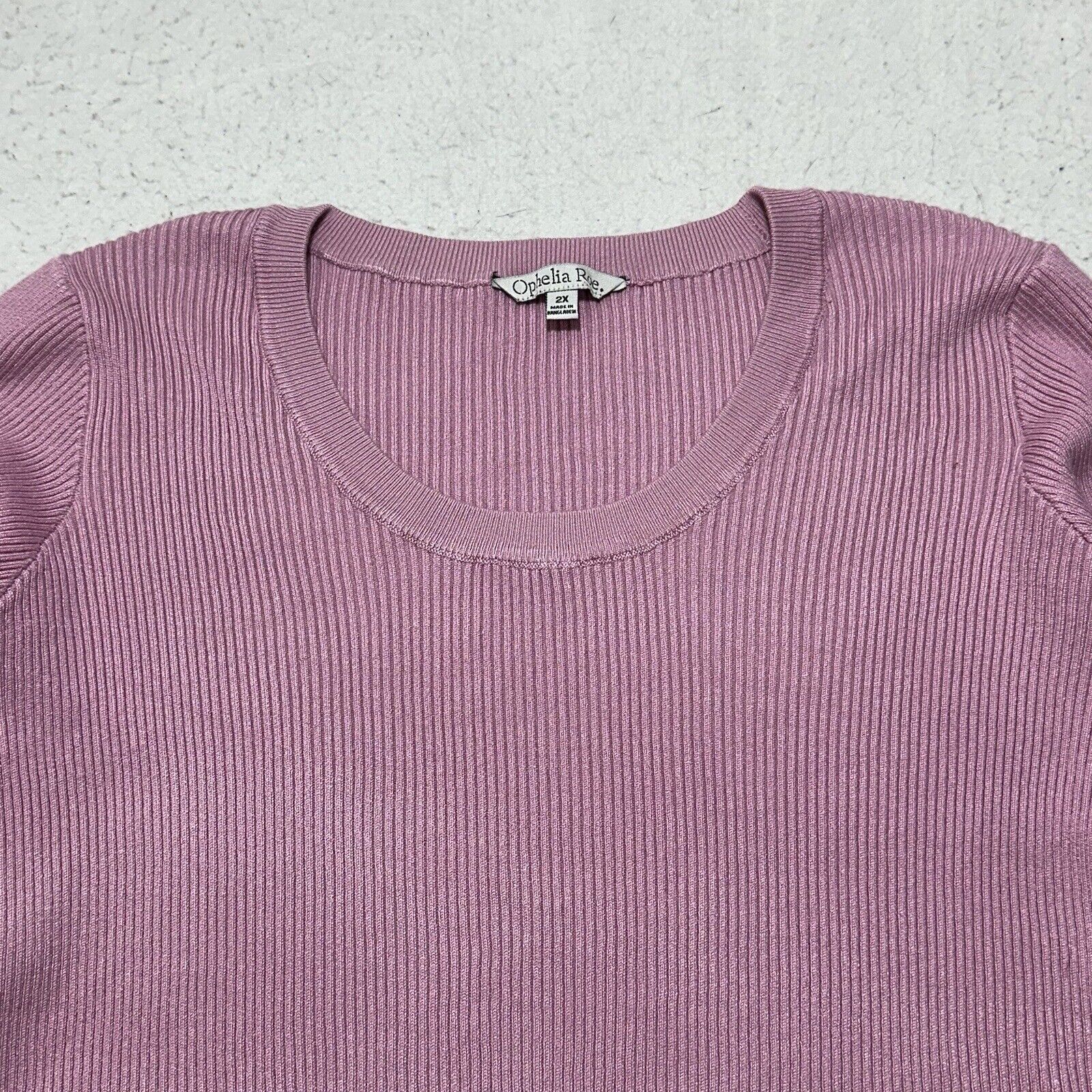 Other Ophelia Roe 2X Scoop Neck Ribbed Stretch Pullover Sweater Size XXL / US 16-18 / IT 52-54 - 2 Thumbnail