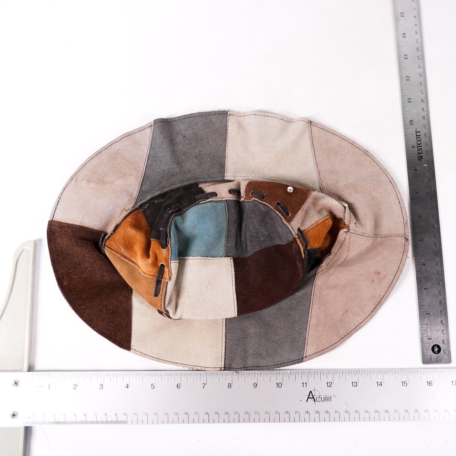 Other Leather Patchwork Stitched Quilt Cowboy Hat Farm Cap Sunhat Size ONE SIZE - 5 Thumbnail