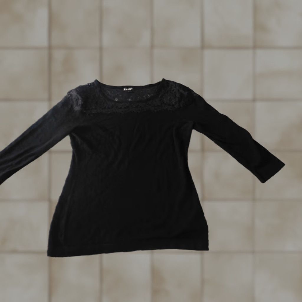 Express Express Blouse Womens Medium Black Lace Pullover Stretch Top Casual shirt Size M / US 6-8 / IT 42-44 - 1 Thumbnail