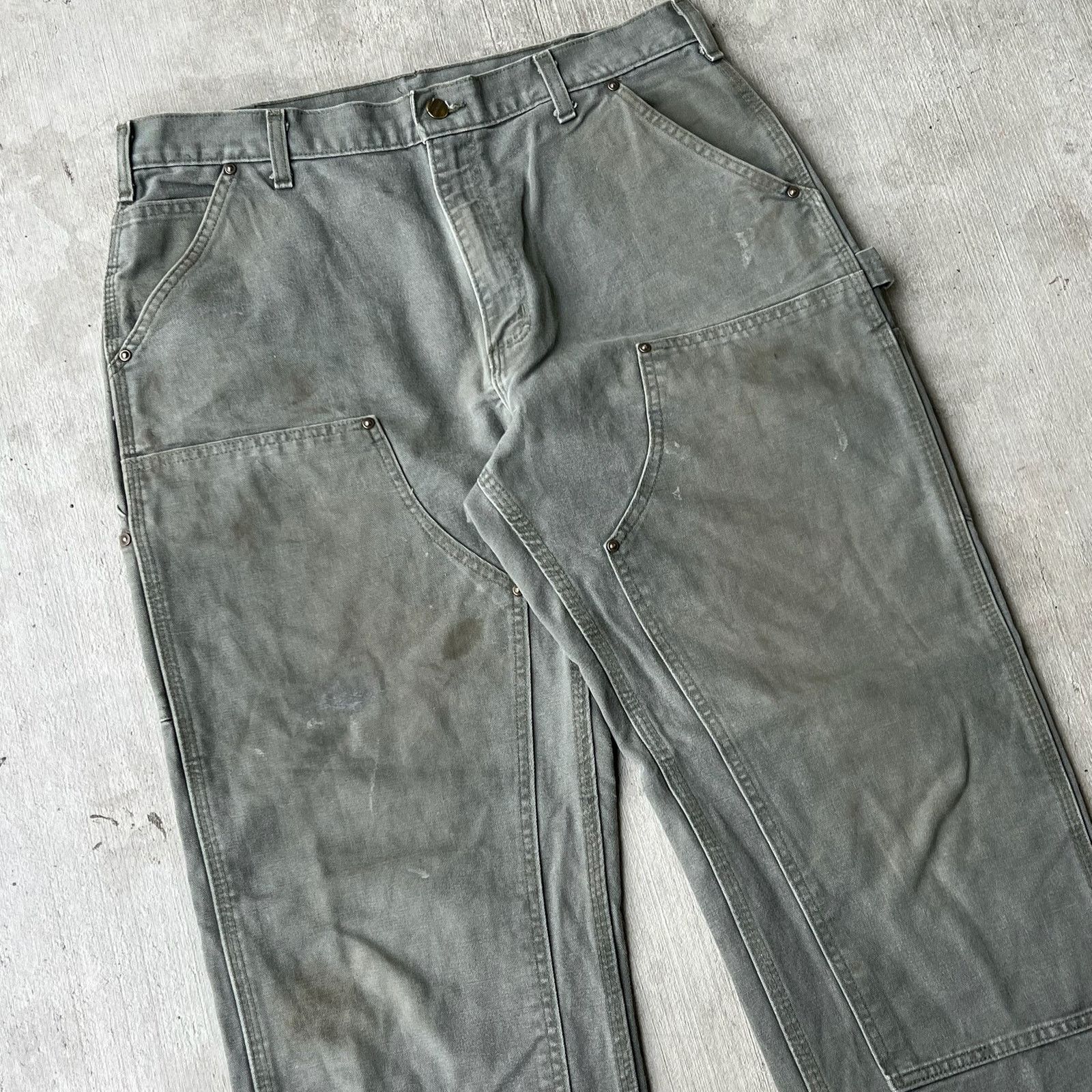 Carhartt × Vintage Carhartt green double knee work wear carpenter pants Size US 35 - 2 Thumbnail