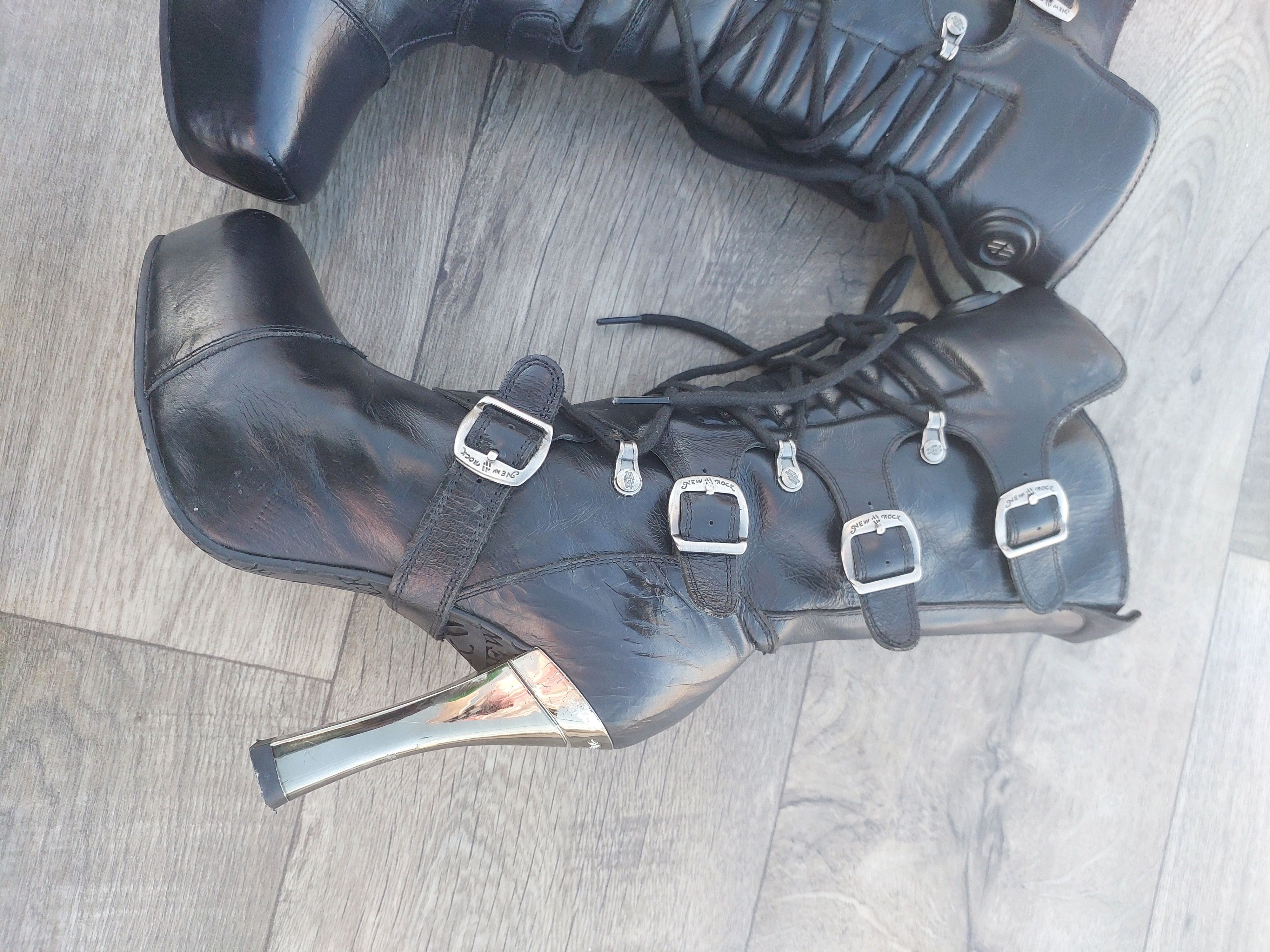 New Rock New Rock M-PUNK001-C1 heeled boots in black leather. Size US 9 / IT 39 - 3 Thumbnail