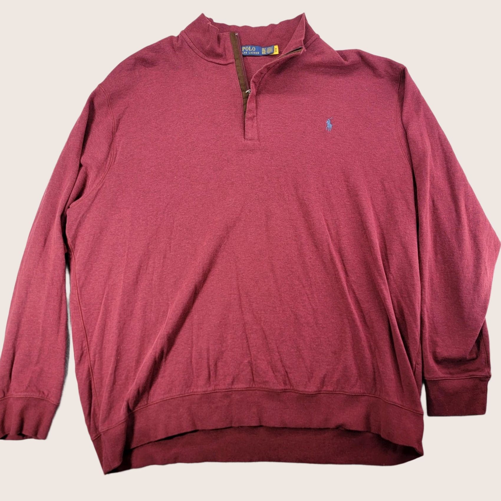 Polo Ralph Lauren Polo Ralph Lauren Sweater Mens 3XLT Red Mock Neck 1/4 Zip Pullover Logo Big Tall Size US XXL / EU 58 / 5 - 1 Thumbnail