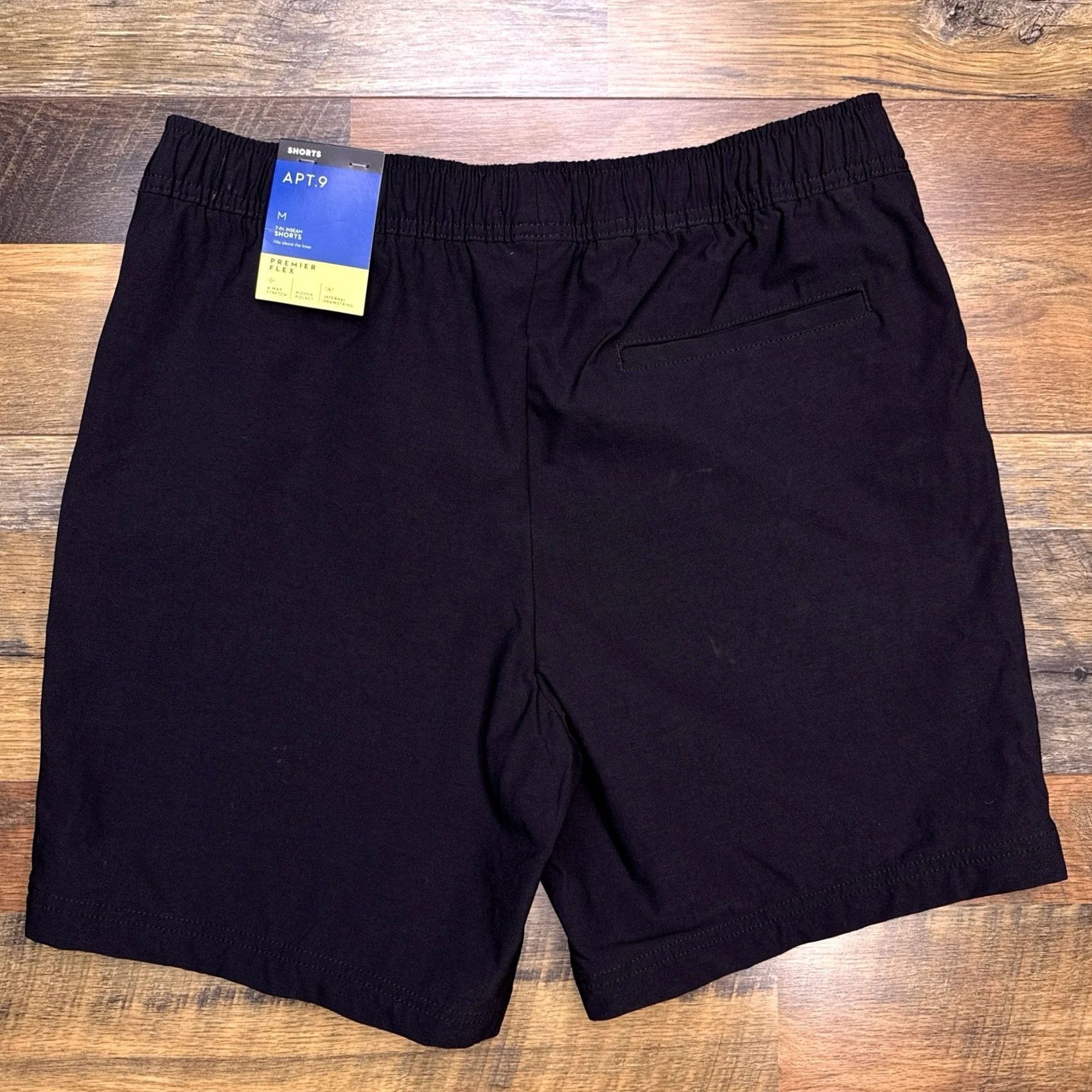 Apt. 9 Apartment 9 Mens Premium Flex Shorts Medium Black Stretch Nylon Spandex Zip Pocket Logo Athletic Casual Summer Spring Fall Size US 31 - 3 Thumbnail
