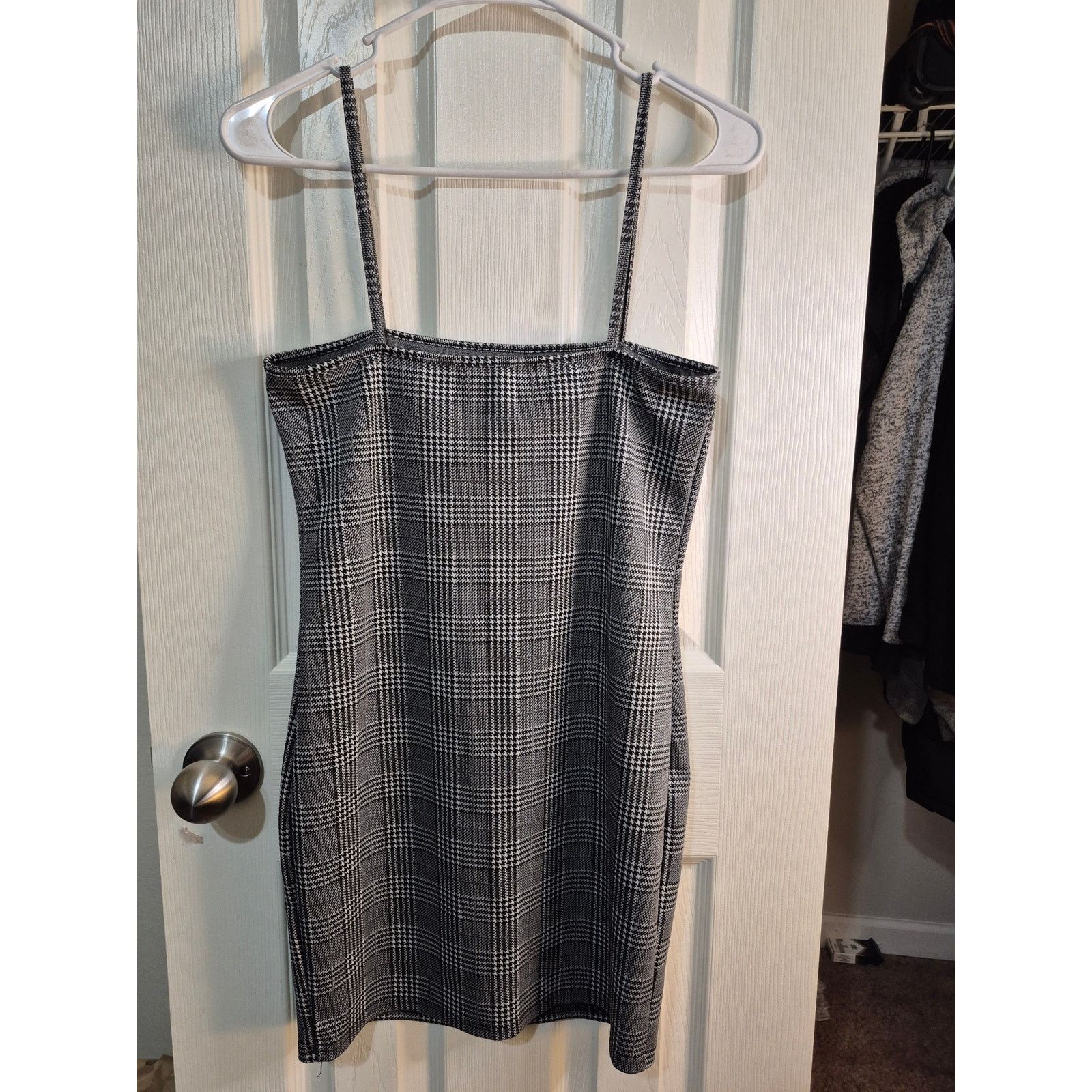 ZAFUL ​Zaful Black & White Plaid Bodycon Mini Dress - Size L (8) Size L / US 10 / IT 46 - 2 Thumbnail