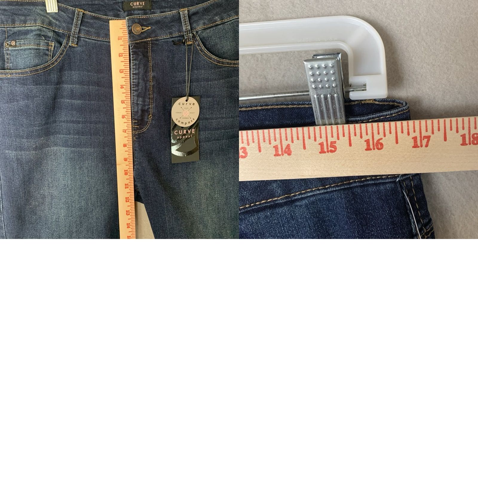 Vintage Curve Appeal Jeans Women 14 Blue Straight Leg NWT Size 36" / US 14 / IT 50 - 8 Thumbnail