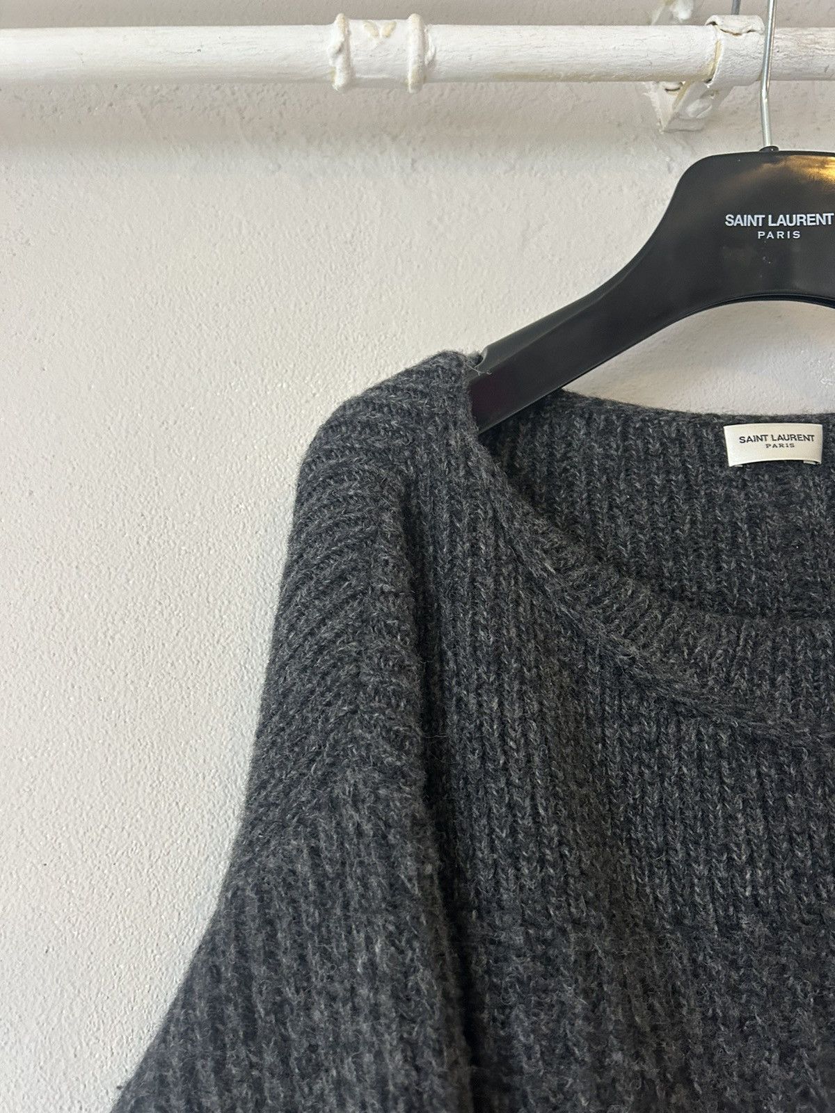 Saint Laurent Paris Saint Laurent Paris Boat Neck Chunky Knit Sweater Size US L / EU 52-54 / 3 - 4 Thumbnail