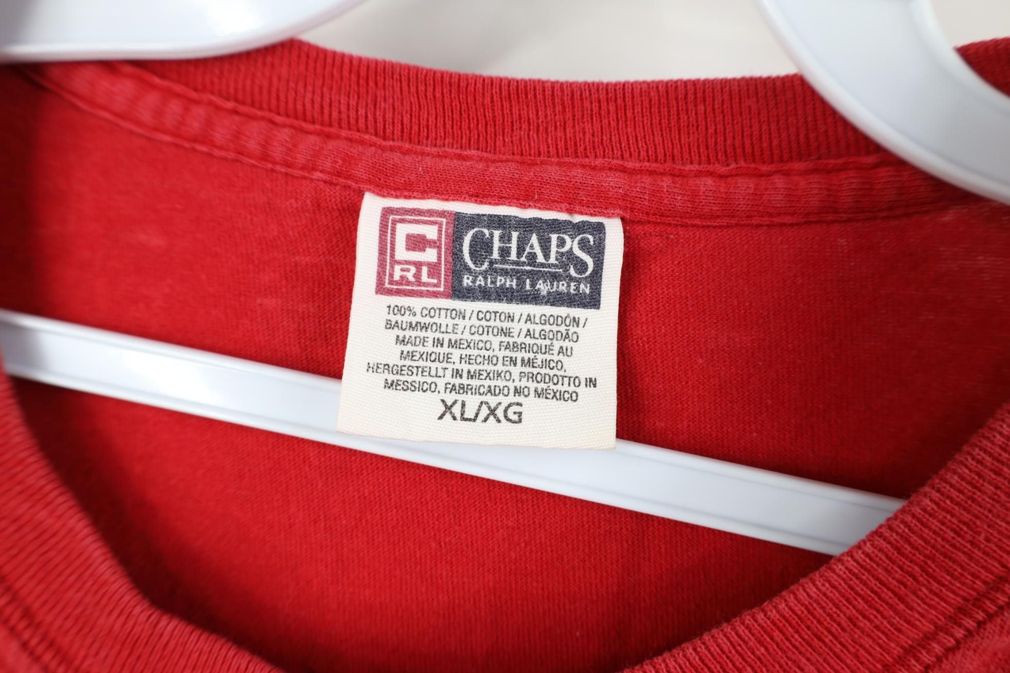 Polo Ralph Lauren Vintage 90s Chaps Ralph Lauren Spell USA Flag T-Shirt Red Size US XL / EU 56 / 4 - 6 Thumbnail