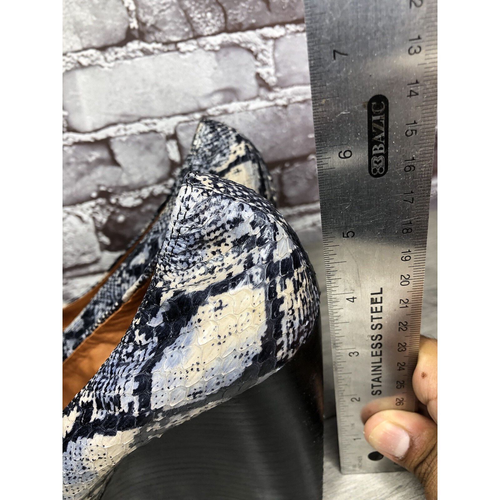 Lanvin LANVIN Ivory Blue Leather Snake Skin Pumps High Wedges Shoes Size US 9.5 / IT 39.5 - 13 Thumbnail