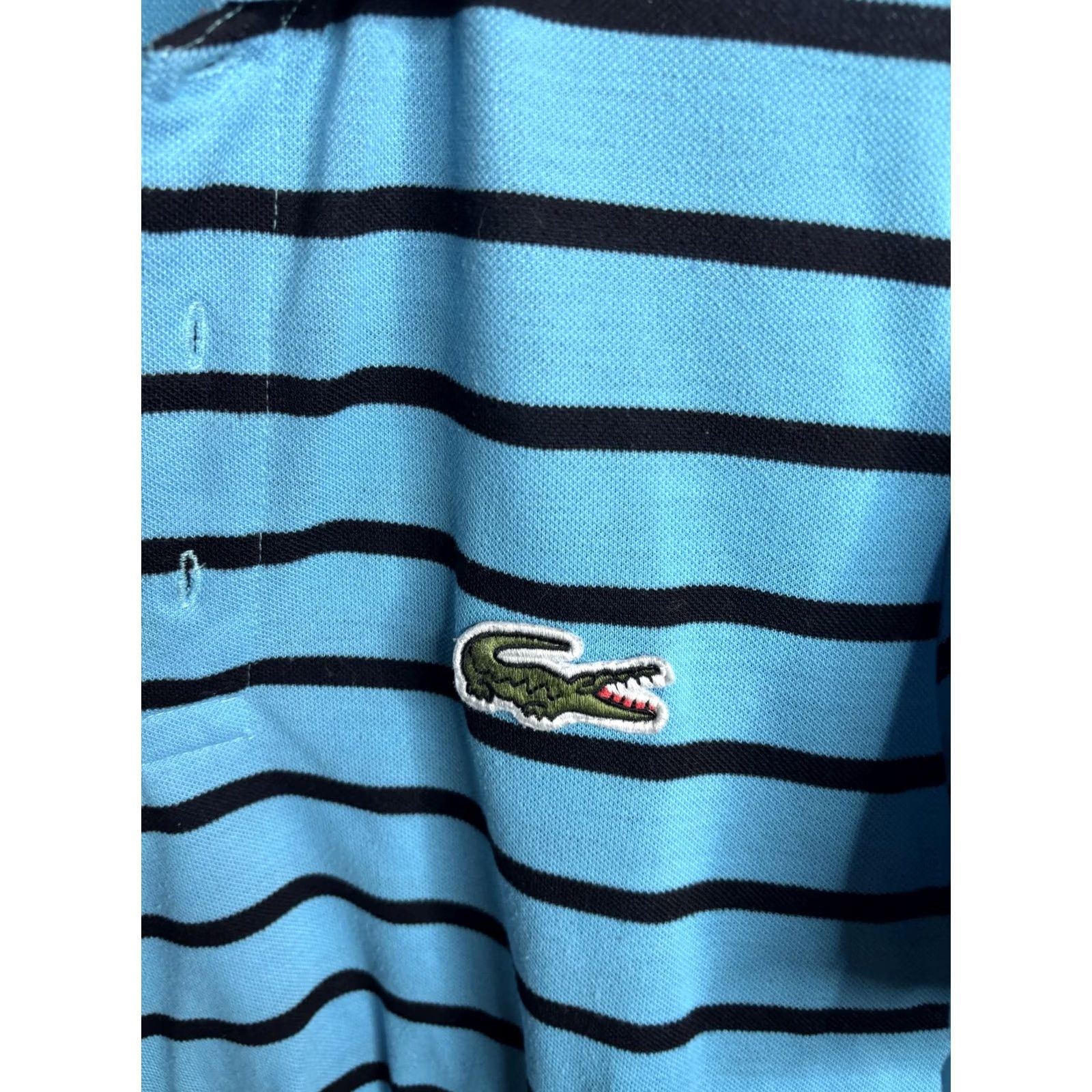 Lacoste Lacoste Polo Shirt Mens 7 Blue Stripe Croc Logo Pique Short Sleeve Casual Size US M / EU 48-50 / 2 - 3 Thumbnail