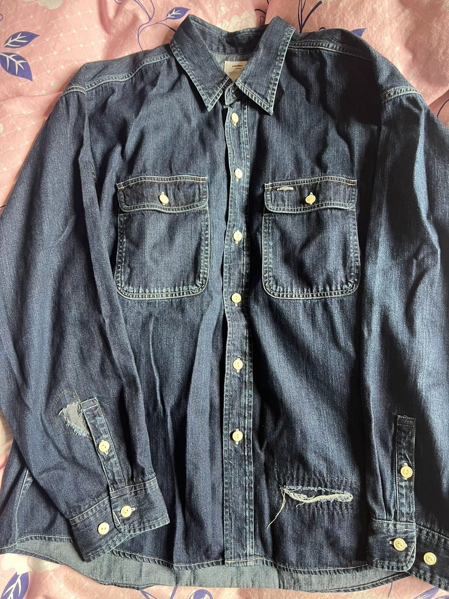 Visvim VISVIM 20SS Damaged Denim Lumber Shirt Size US L / EU 52-54 / 3 - 1 Thumbnail