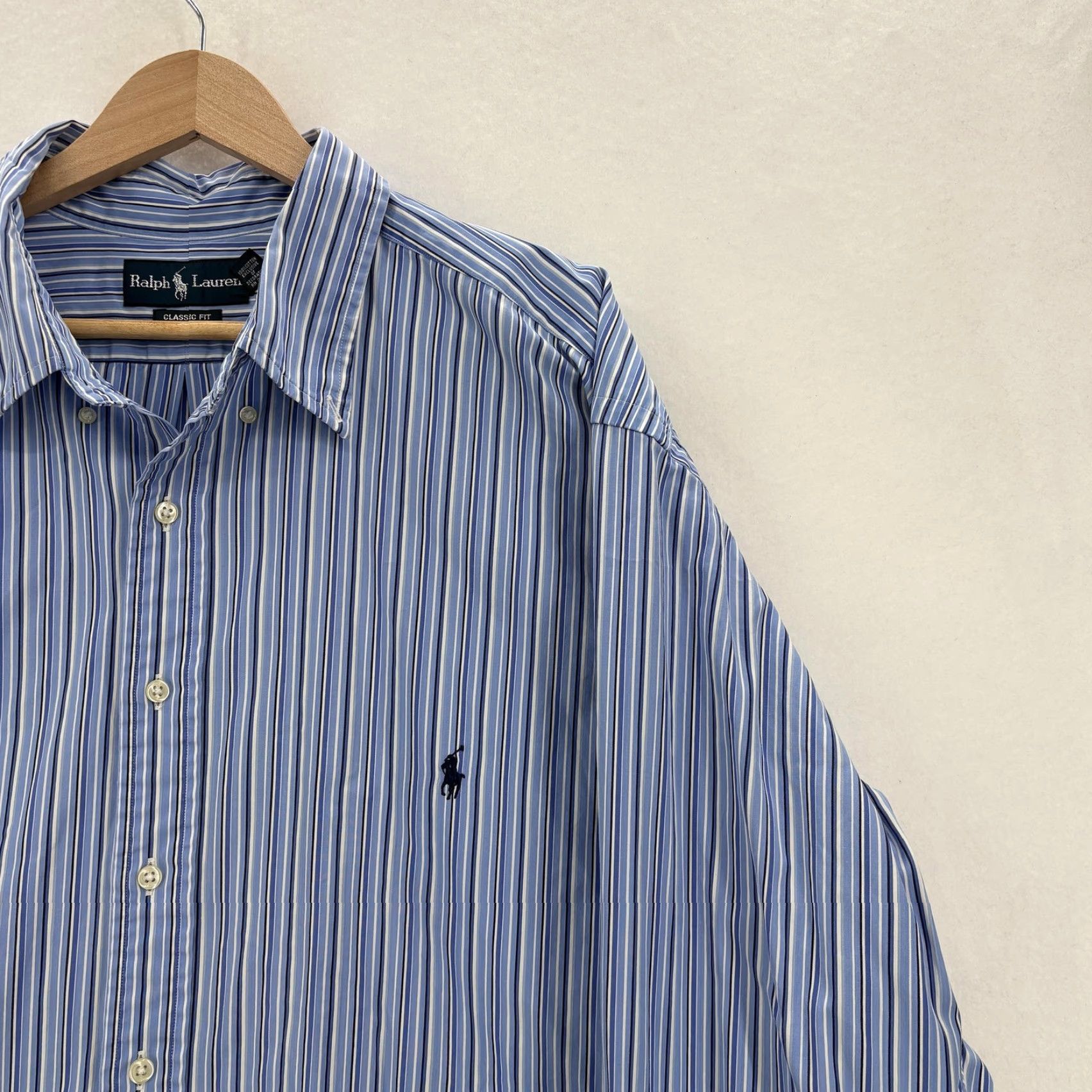 Ralph Lauren Ralph Lauren Shirt Mens Big 3X Blue Stripe Long Sleeve Button Down Classic Pony Shirt Size US XXL / EU 58 / 5 - 2 Thumbnail