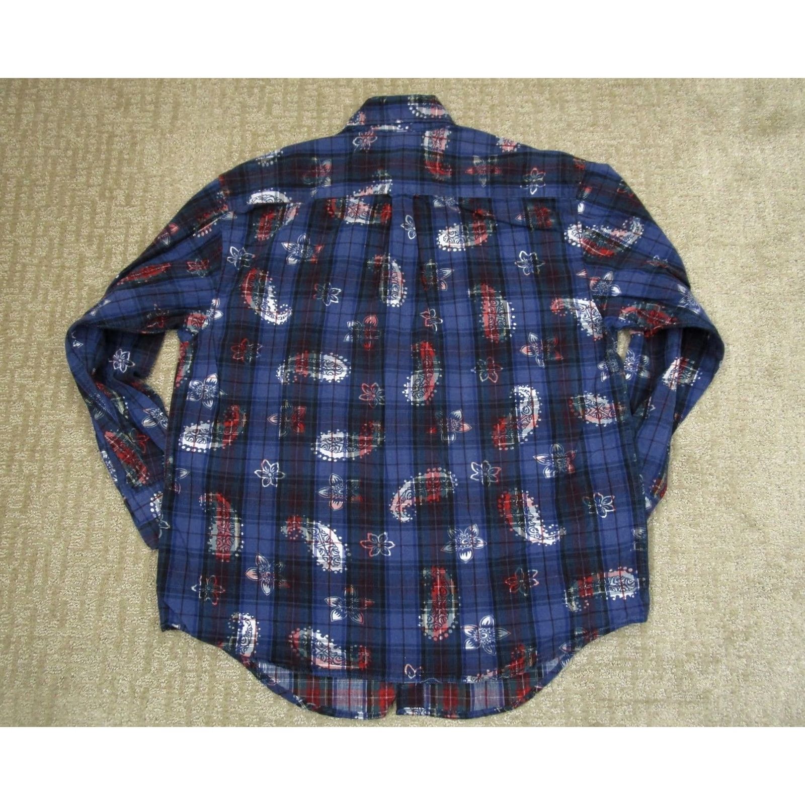 Guess VINTAGE GUESS Shirt Mens M Blue Paisley 90s Long Sleeve Cotton Button-Up Size US M / EU 48-50 / 2 - 3 Thumbnail