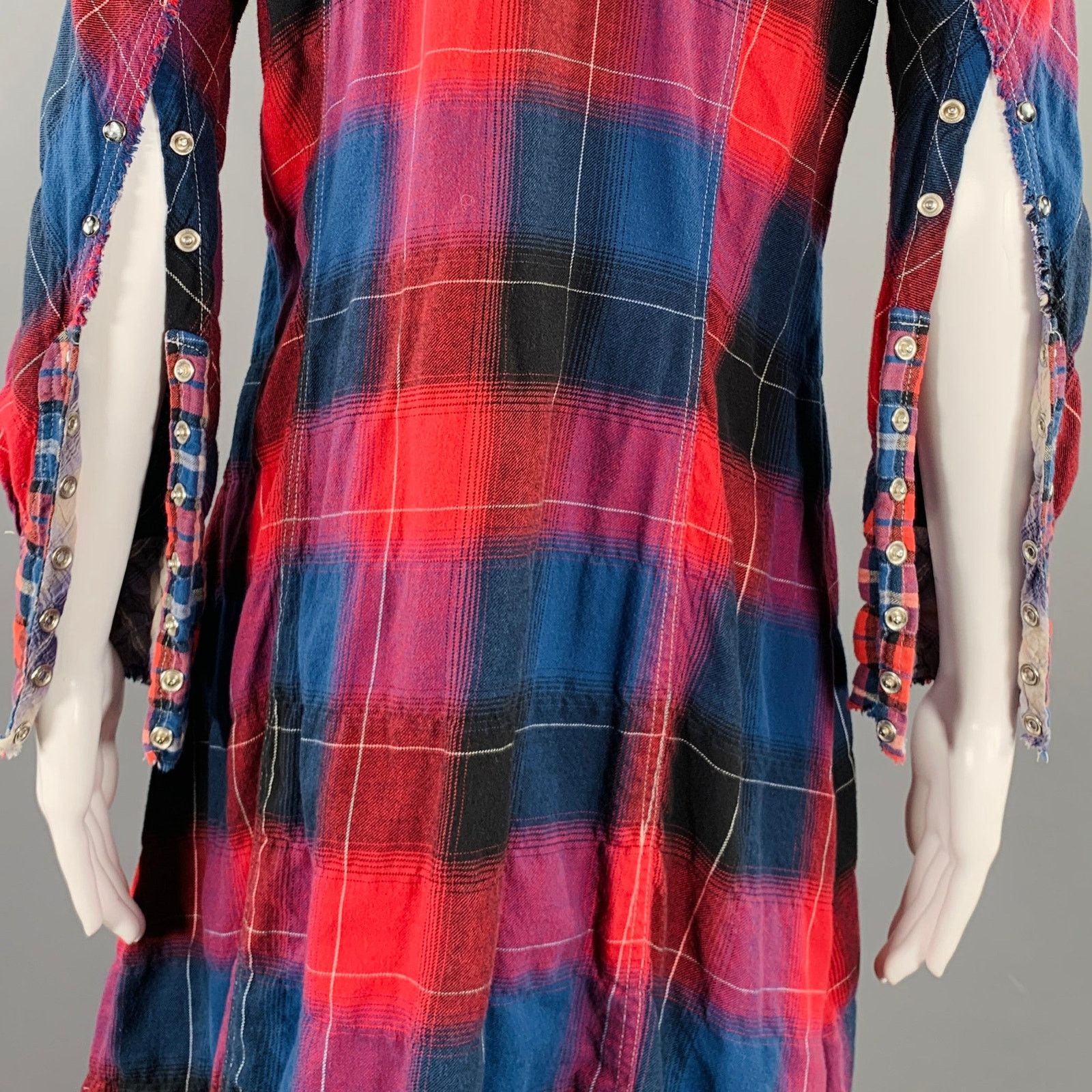 Le Grande Bleu (L.G.B.) L.G.B Size 2 Red Blue Cotton Blend Plaid Shirt Dress Size XS / US 0-2 / IT 36-38 - 6 Thumbnail