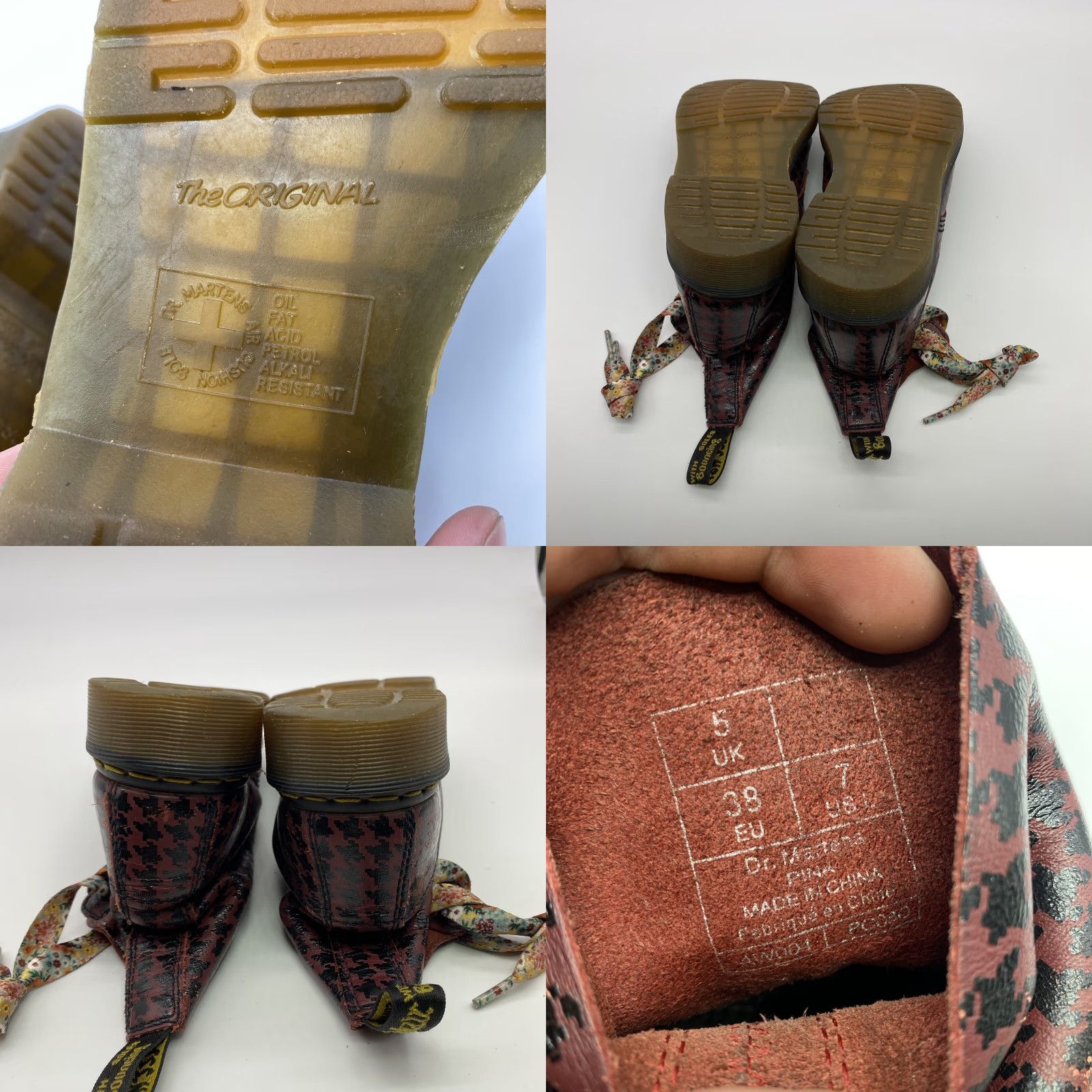 Dr. Martens VINTAGE? (No) Dr. Martens Pina Combat Boot Houndstooth Red Black Lace Up Mid-Calf Women Adult 7 US 38 EU 5 UK 5 B Black Red 90s Punk Boots womens Size US 5 / IT 35 - 8 Thumbnail